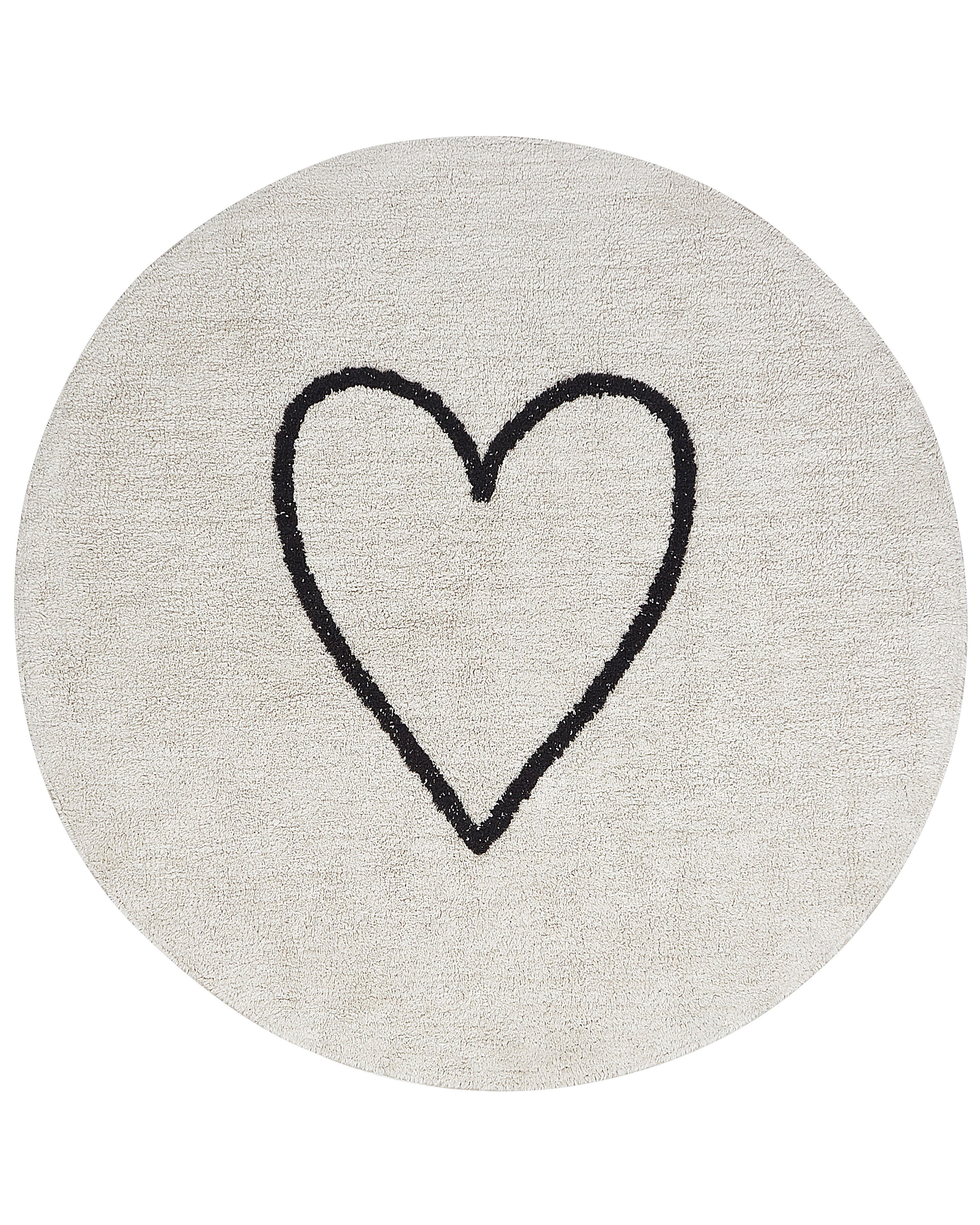 Kids Rug HEART Beige ø 140 cm Cotton