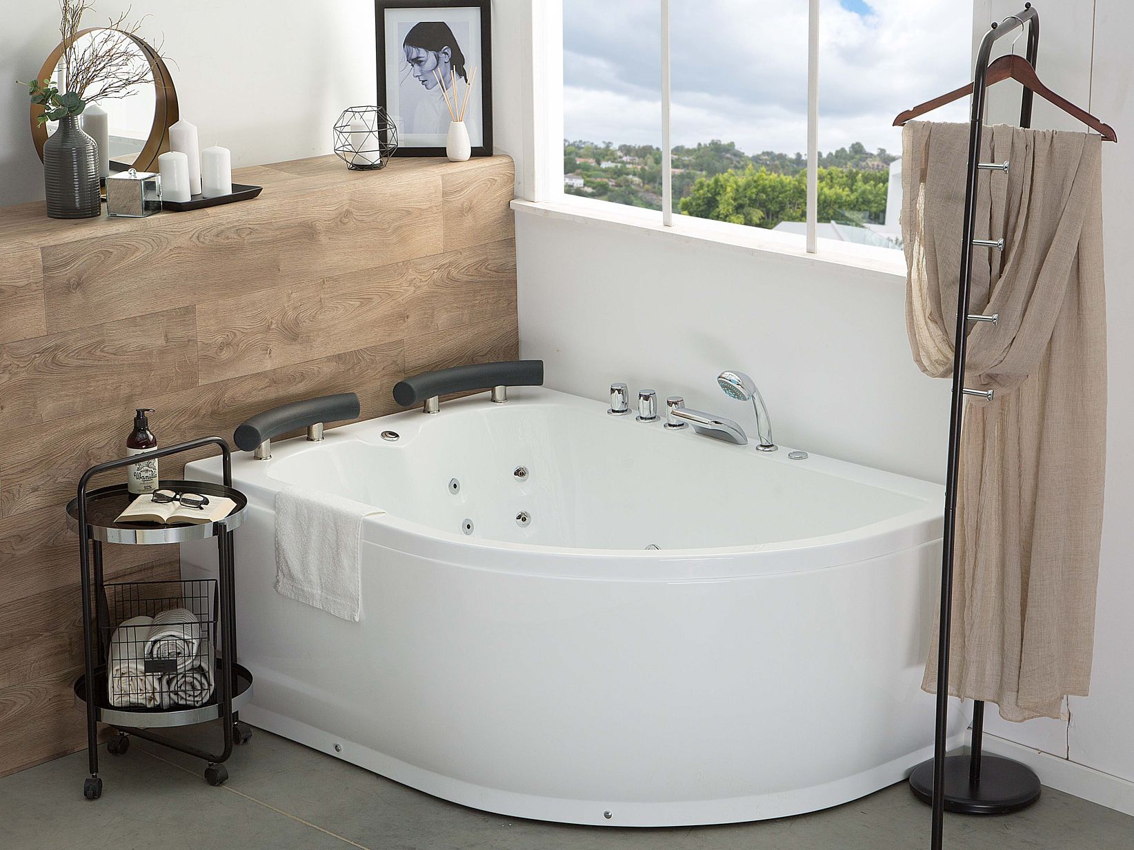 Corner Hot Tub with LED PARADISO Right Hand 1580 x 1130 mm White