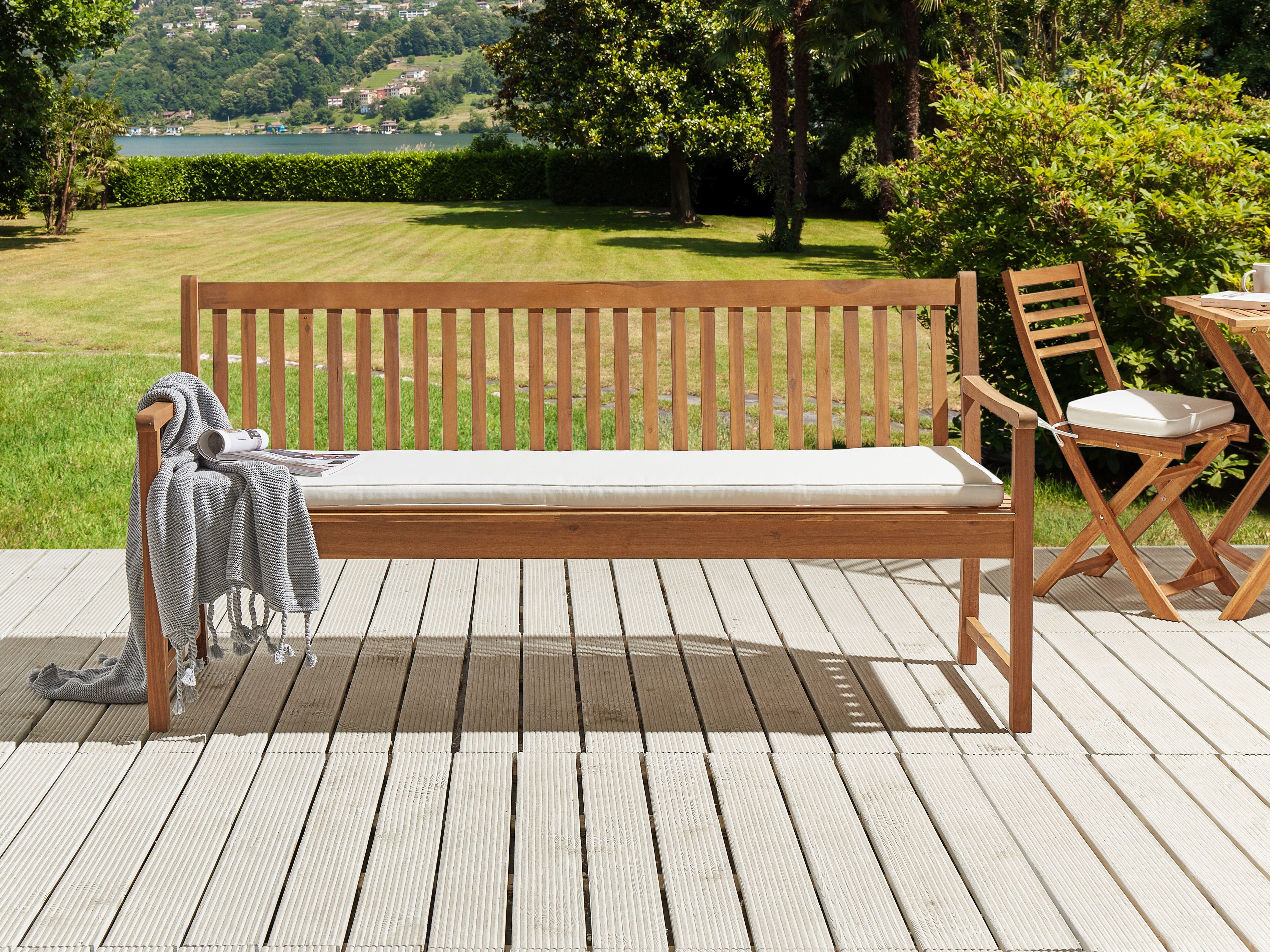 Bench Seat Pad Cushion VIVARA 169 x 50 cm White