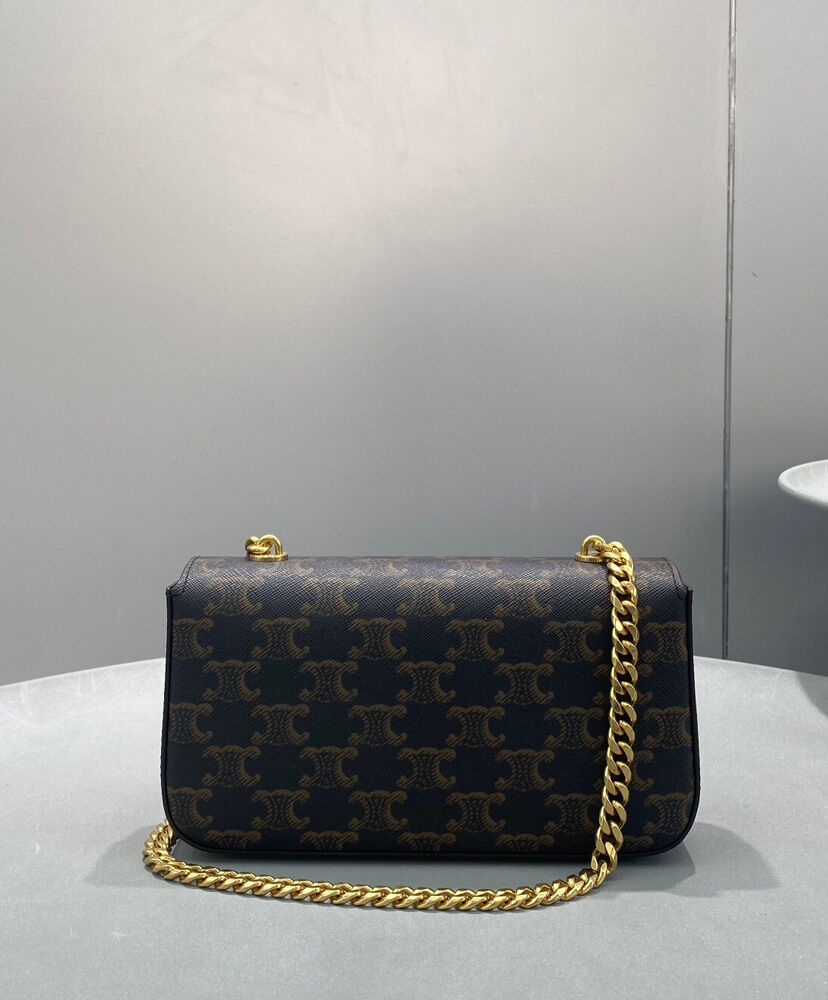 Celine Chain Shoulder Bag Triomphe In Triomphe Canvas Coffee1:1High-quality replica