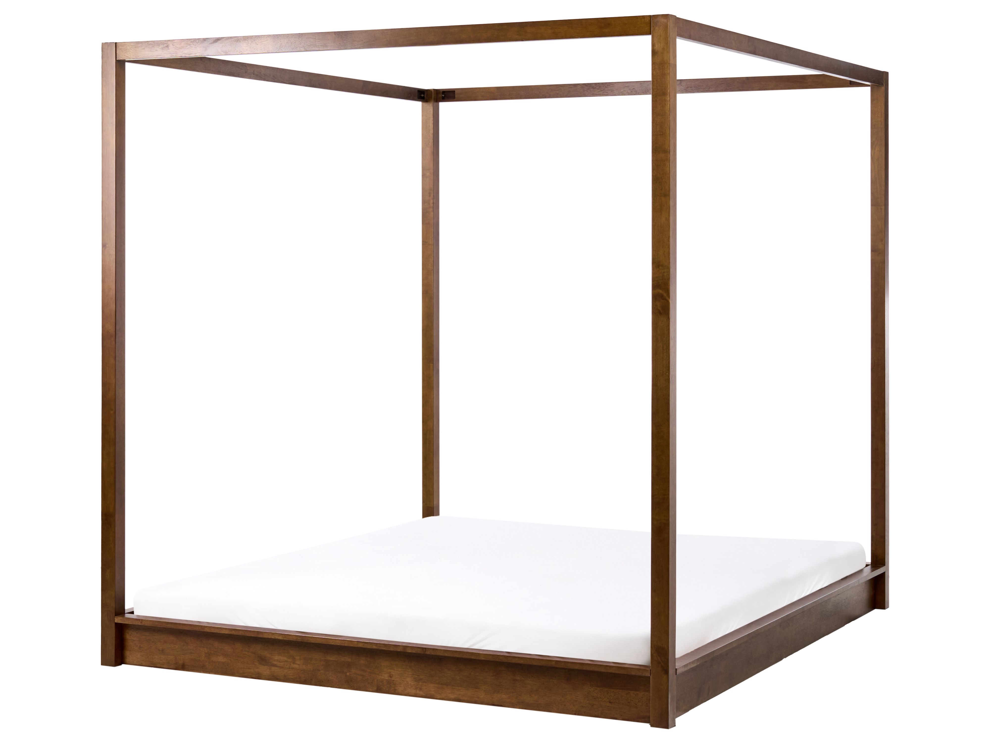 Four Poster Bed Wood HERLIERE 180 x 200 cm (EU Super King) Dark Brown