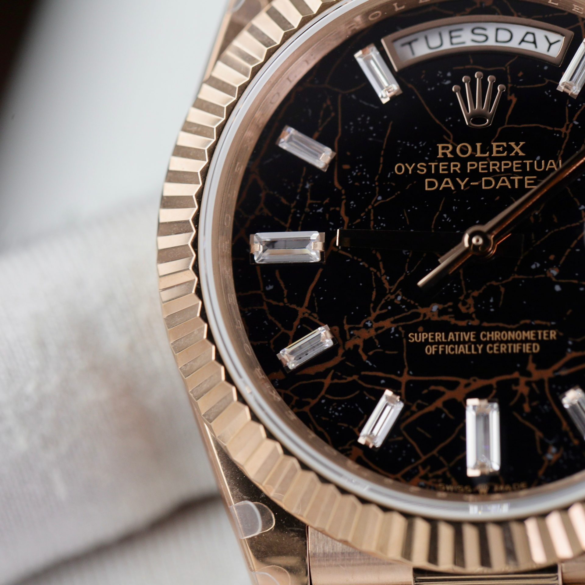 Rolex Replica Watch Day-Date 228235 Lava Dial Weight 185 Grams QF Factory 40mm - Elite Watch Atelier