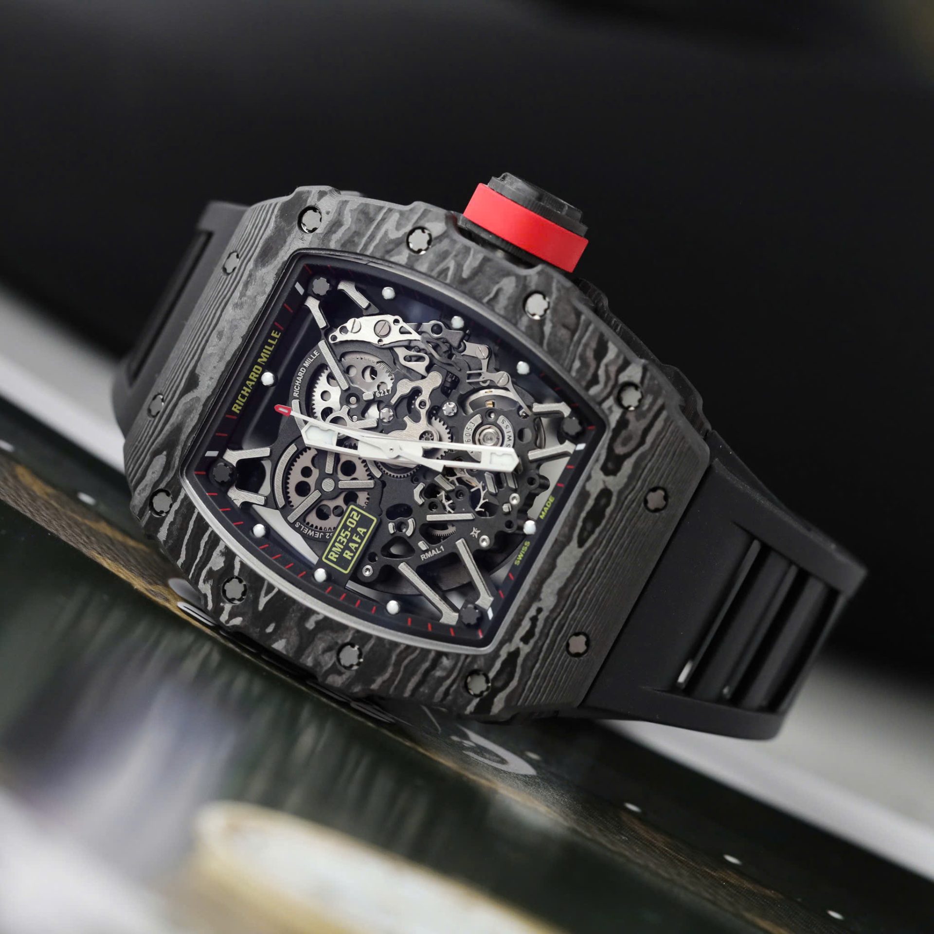 Richard Mille Rm35-02 Black Copies Watches Carbon Super Light ZF Factoy 44mm - Top club