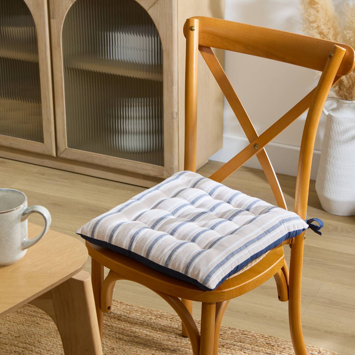 Chair Cushion "Groove" Navy blue, 38x38 cm