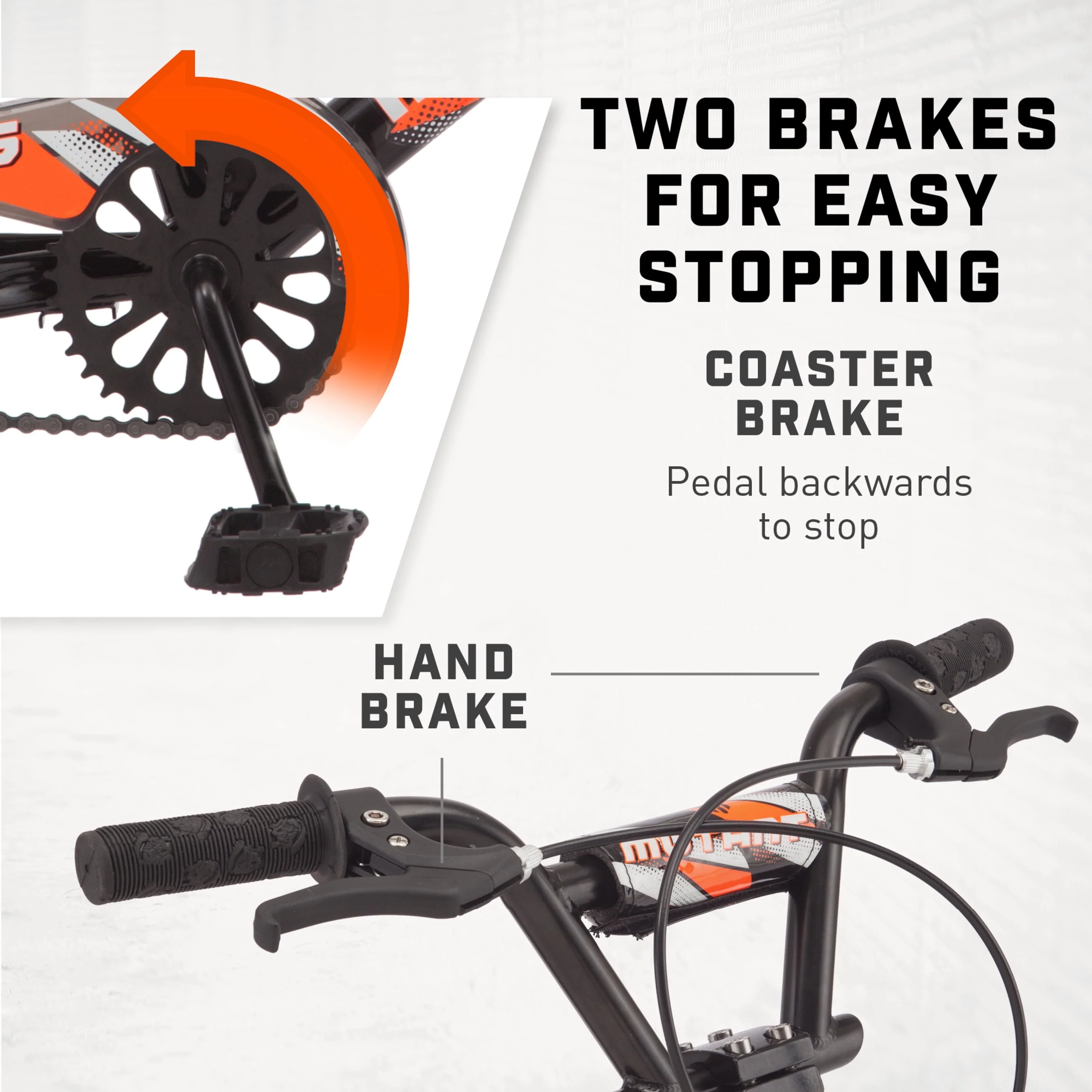 Mongoose 16" Mutant Kid's BMX Bike, Ages 3-5, Black & Orange - Image 3