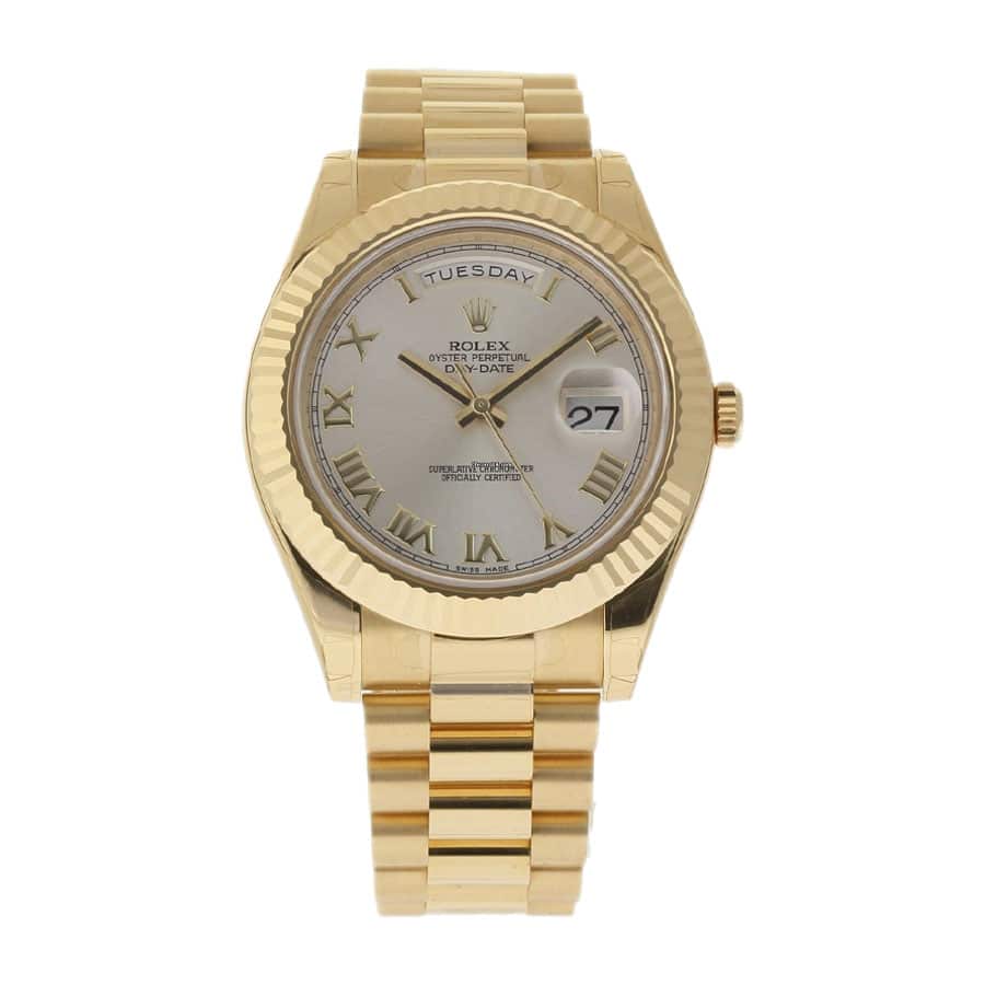 Rolex Day-Date II Collection Gold Silver White Dial 218238 Replica - Top club
