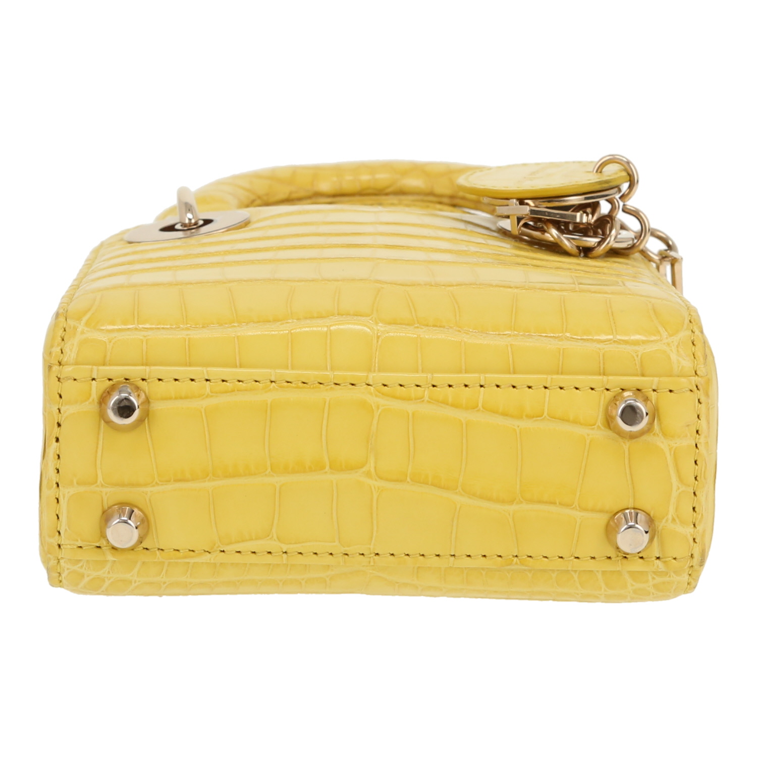 Dior Micro Lady Dior shoulder bag in yellow crocodile1:1High-quality replica