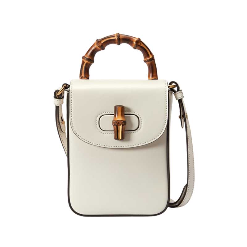 Bamboo mini handbag White leather – GB0451:1High-quality replica