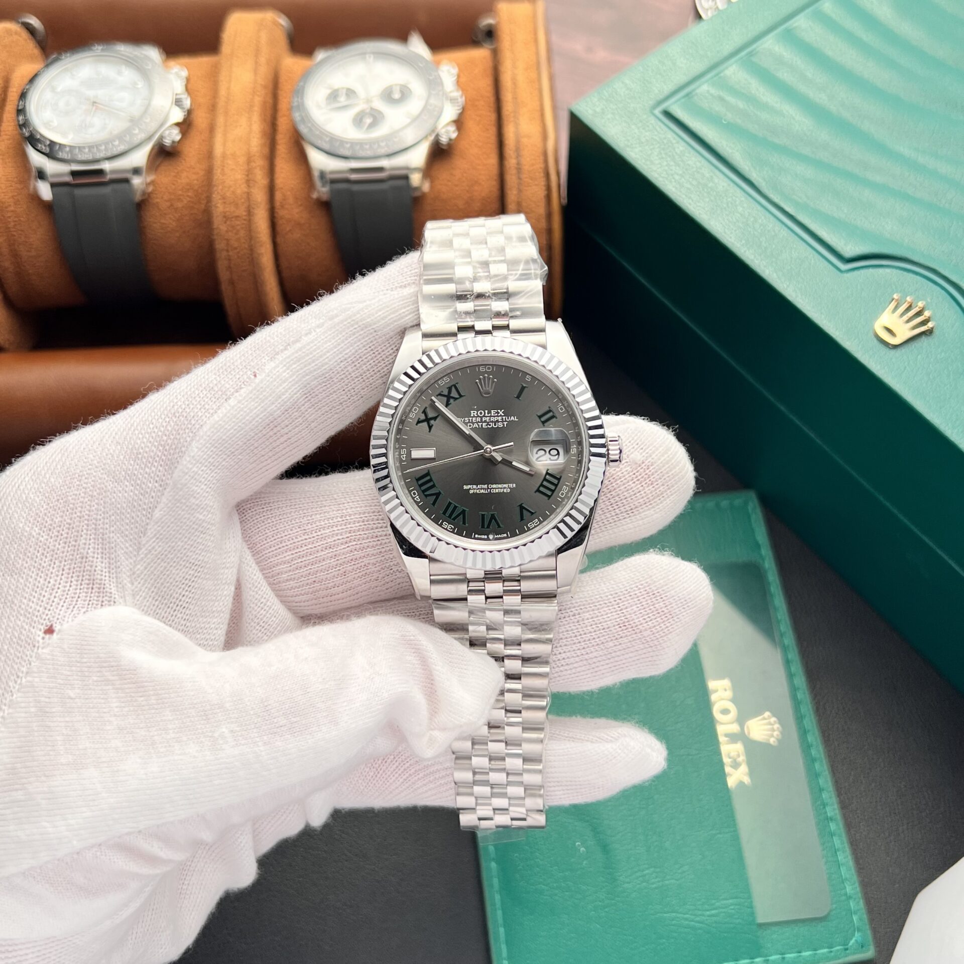 Rolex Datejust 126334 Replica 1:1 Watch Wimbledon Dial Factory Clean 41mm - Elite Watch Atelier