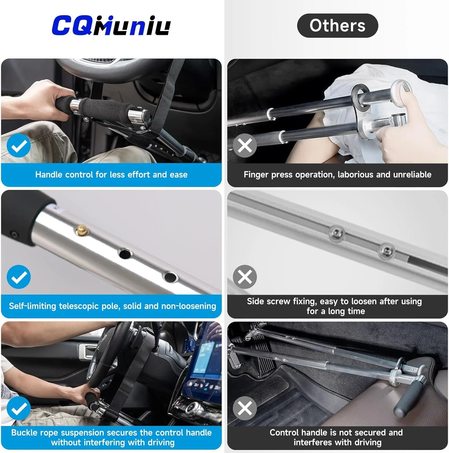 Portable Car Hand Controls Device,Handicap Driving Hand Controlled Drive Assist for Injured, Handicap, Disabled Drivers,Hand Controls for Disabled Drivers with Storage Bag(Black)