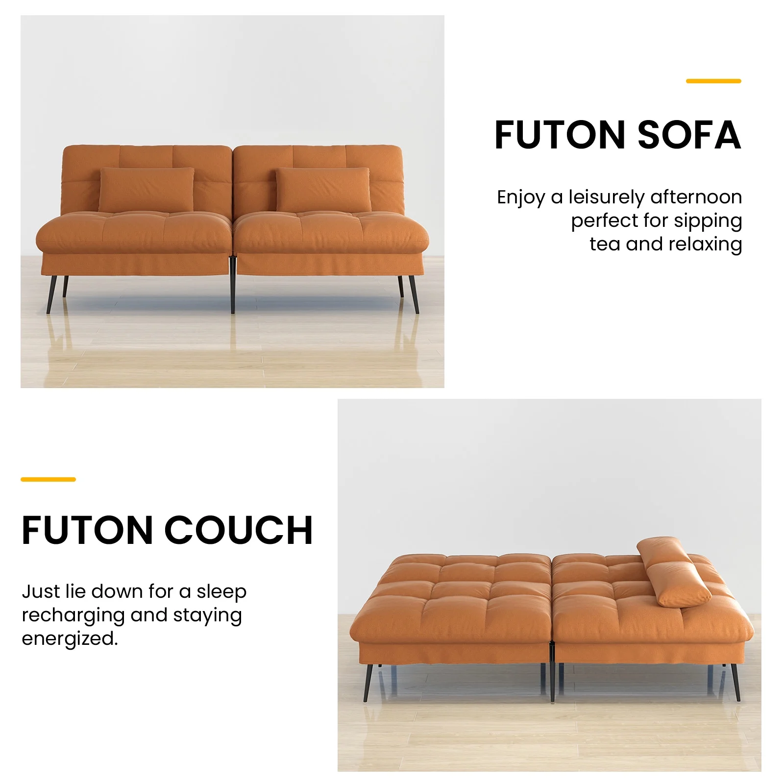 COMHOMA Cloud Comfort Convertible Futon Sofa Bed, Gray - Image 25