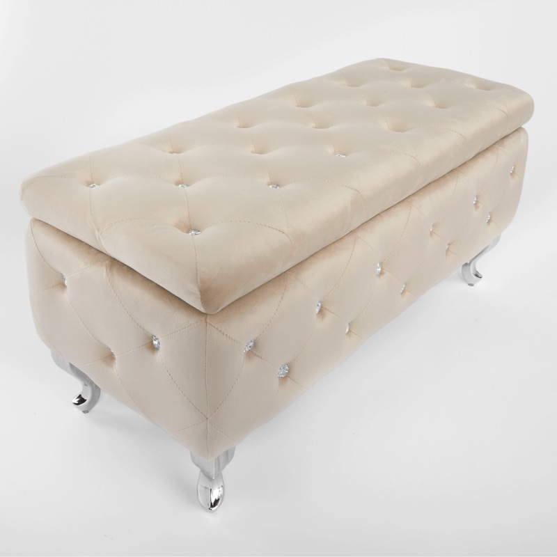 Crystal Tufted Storage Bench - MIDNIGHT VELVET CATALOG