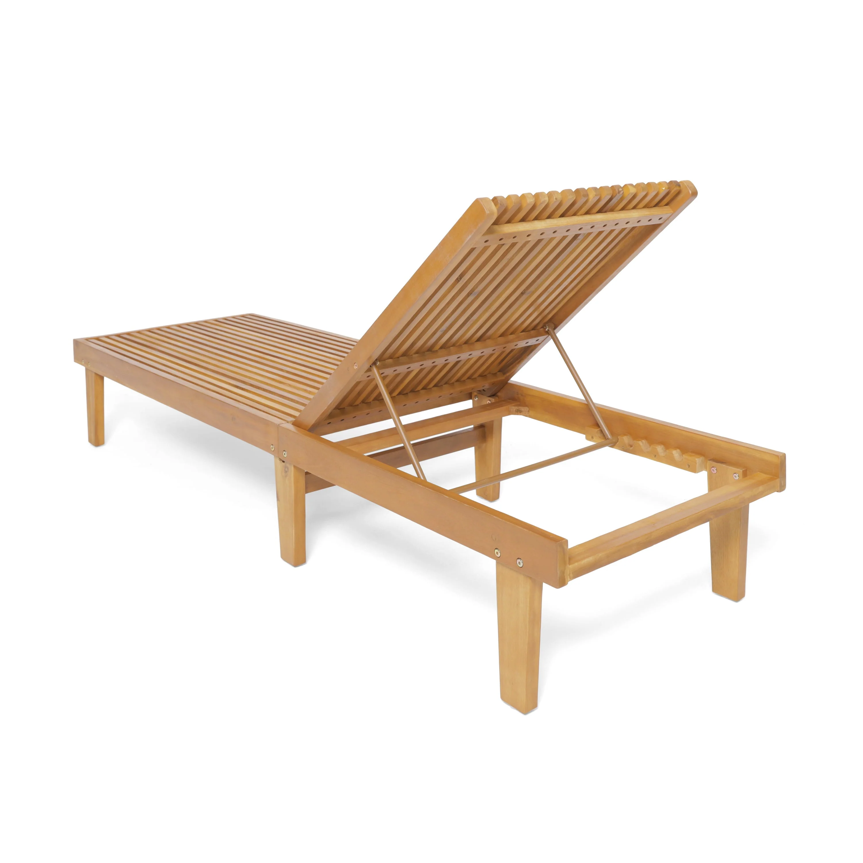 Maddison Outdoor Wooden Chaise Lounge, Teak Finish - Image 4