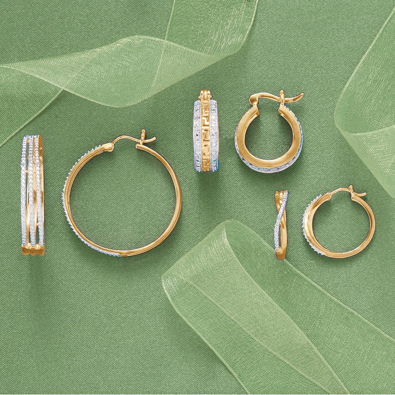3-Pair Diamond Hoop Earring Set - MIDNIGHT VELVET CATALOG