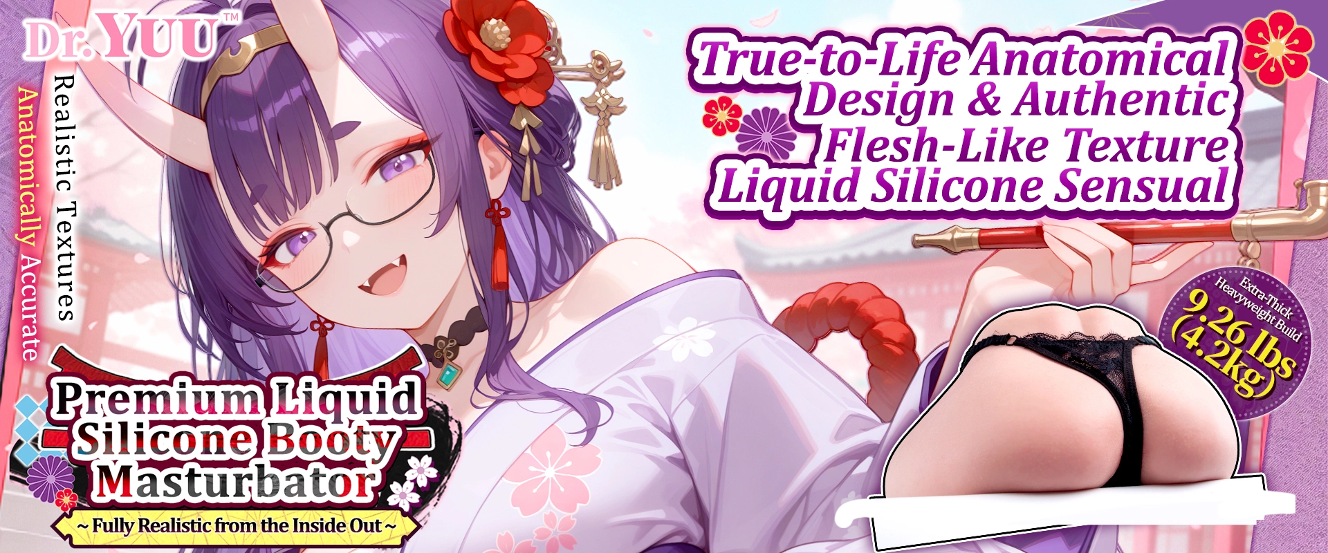 New arrival banner of the 9.26 lbs Dr.YUU Premium Liquid Silicone Booty Masturbator.