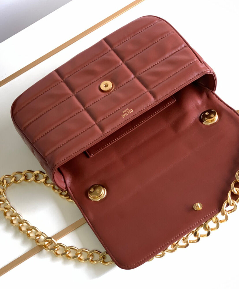 Celine Chain Shoulder Bag Matelasse Monochrome Coffee1:1High-quality replica