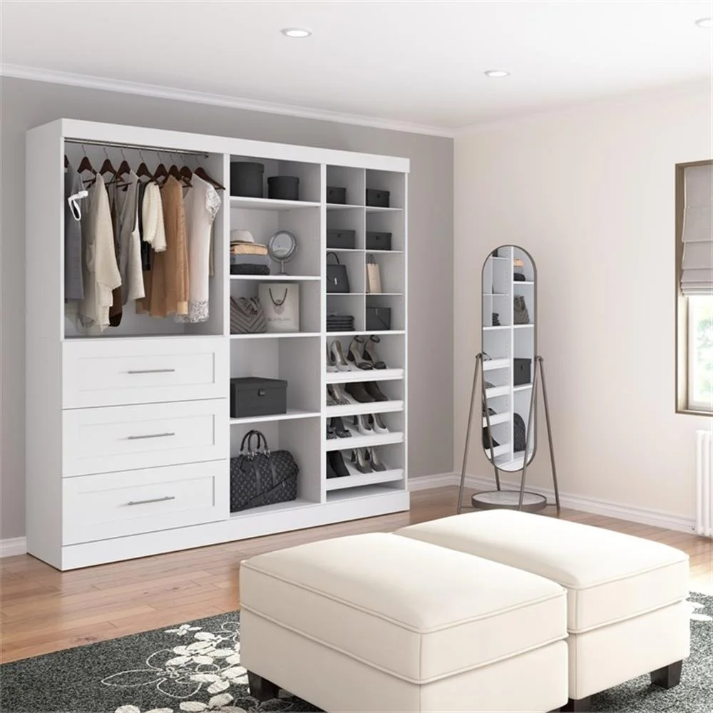 Bestar Pur 86W Closet Organizer System in White - Engineered Wood - Image 12
