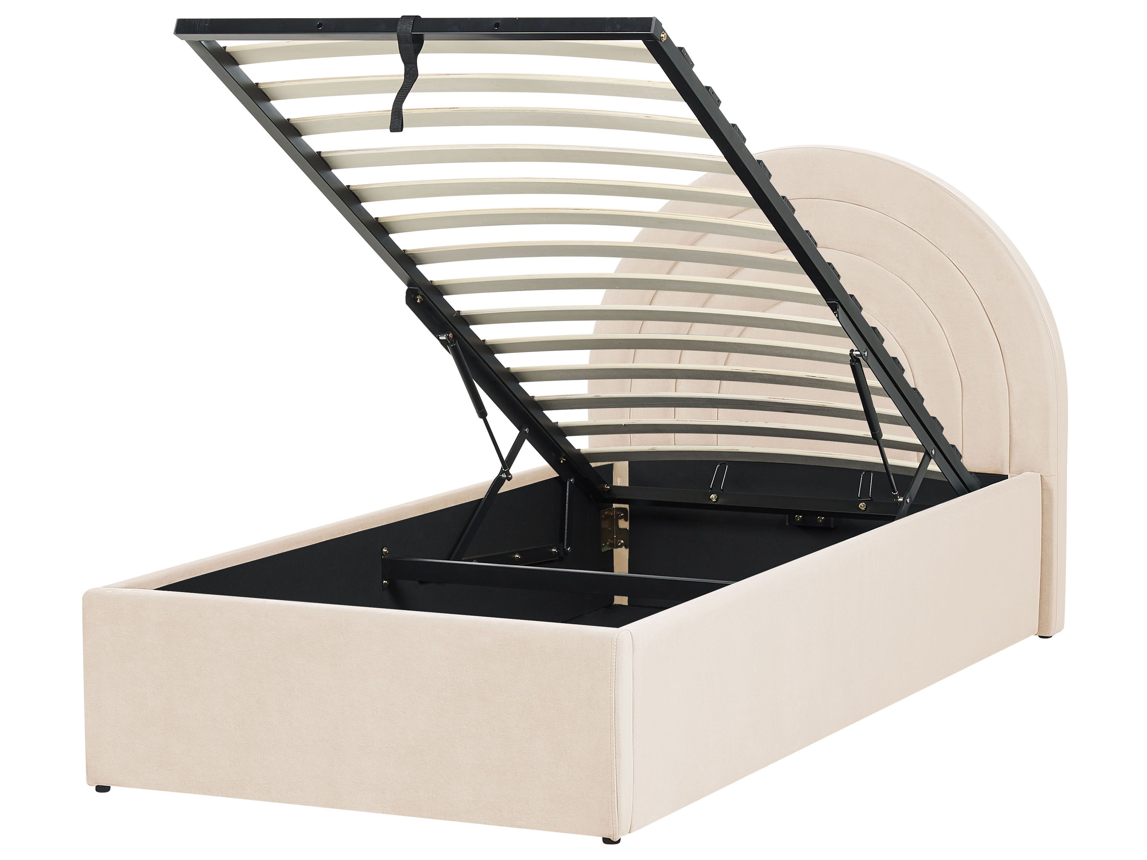 Kids Ottoman Bed Velvet ANET 90 x 200 cm (EU Single) Beige
