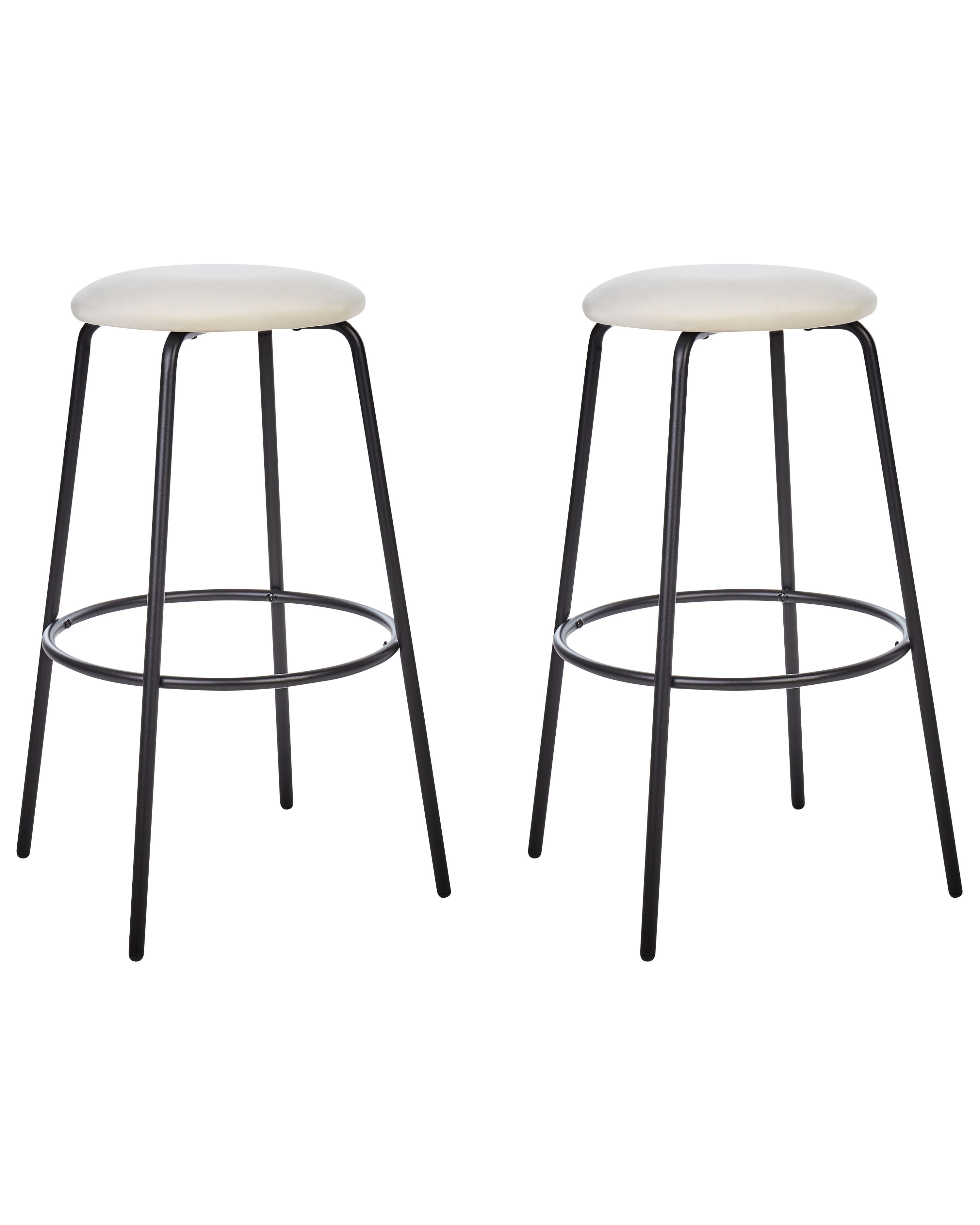 Set of 2 Bar Chairs MORTON Velvet Off-White