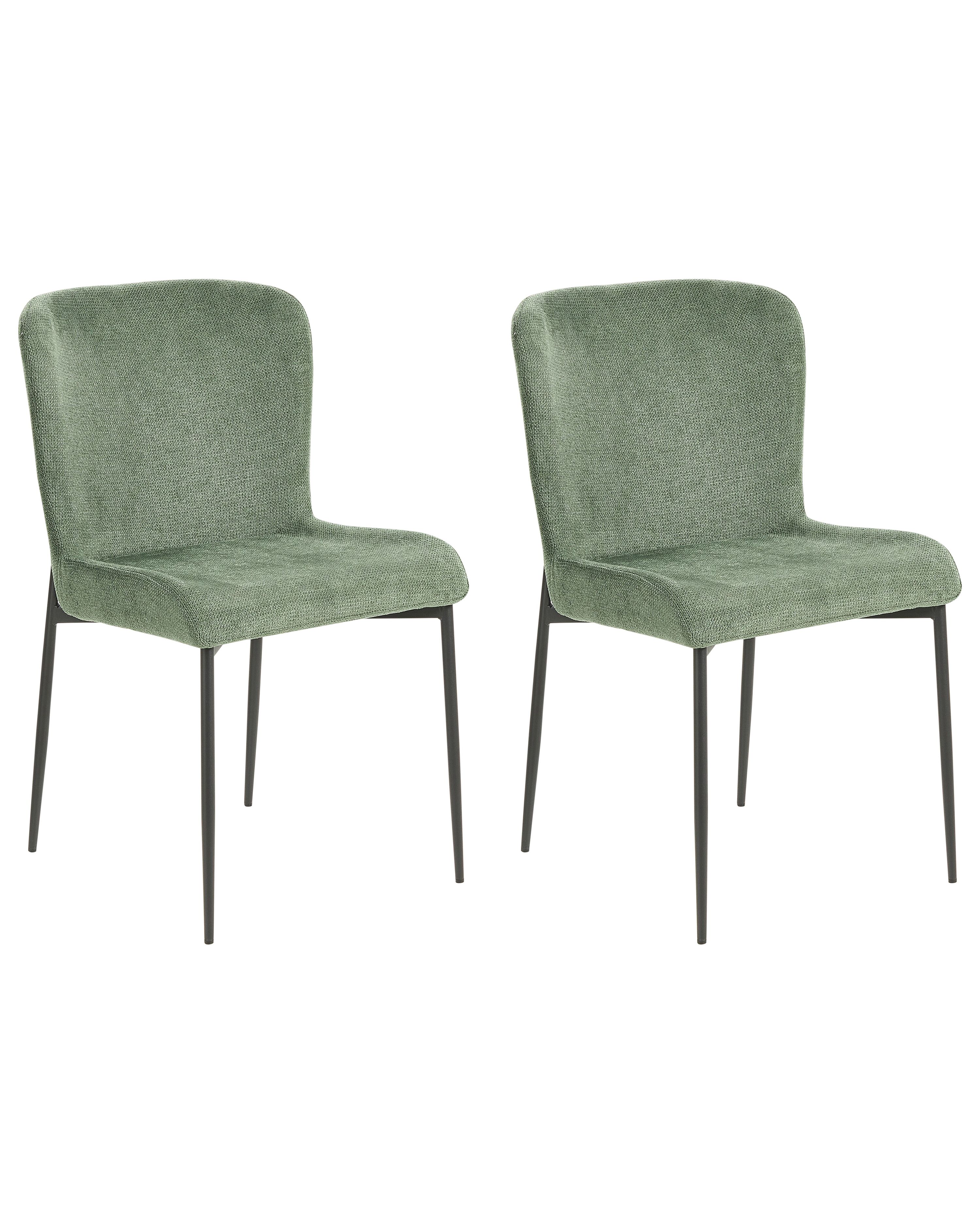 Set of 2 Dining Chairs ADA Fabric Dark Green