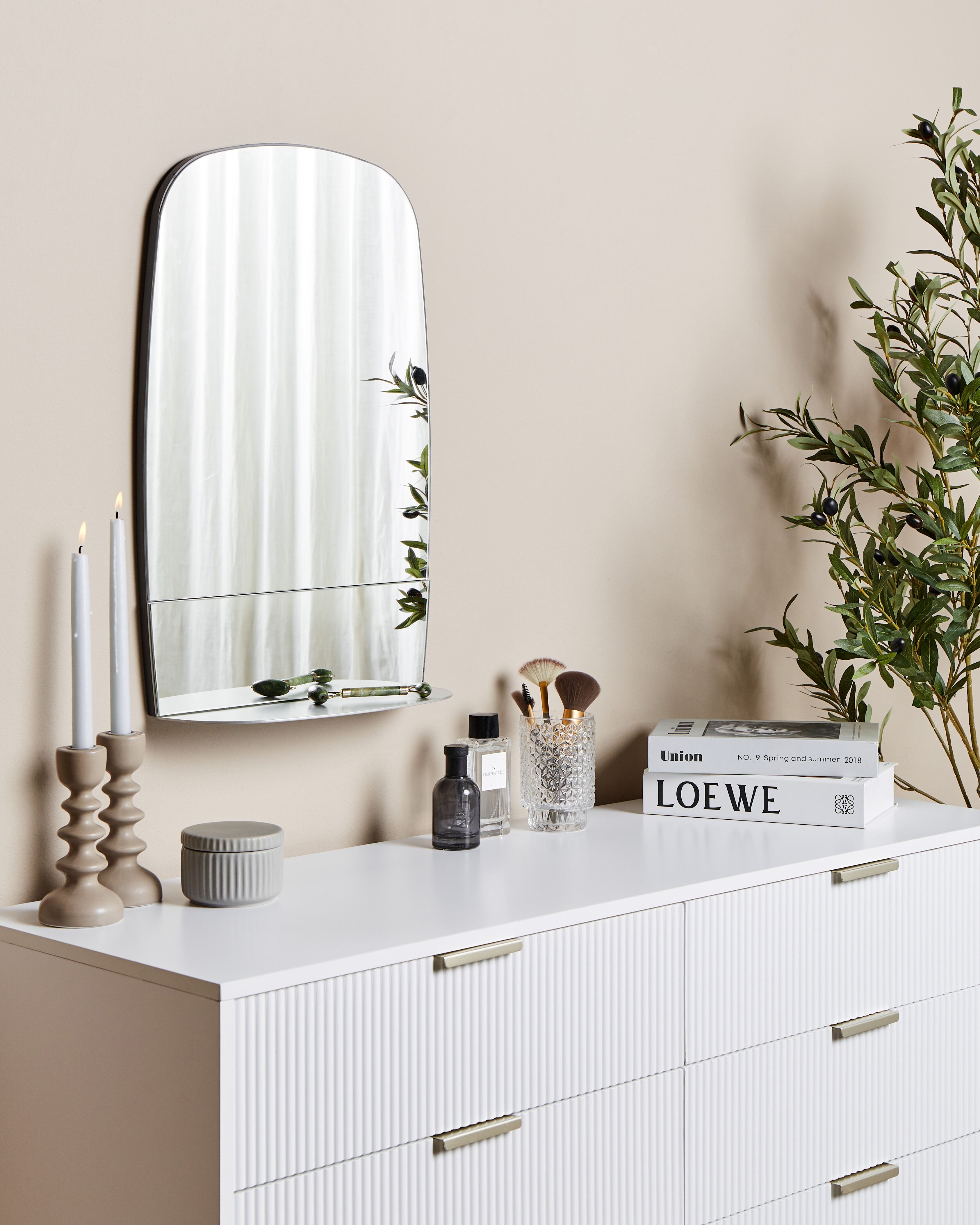 Wall Mirror with Shelf BRANNAY 40 cm 60 cm Silver