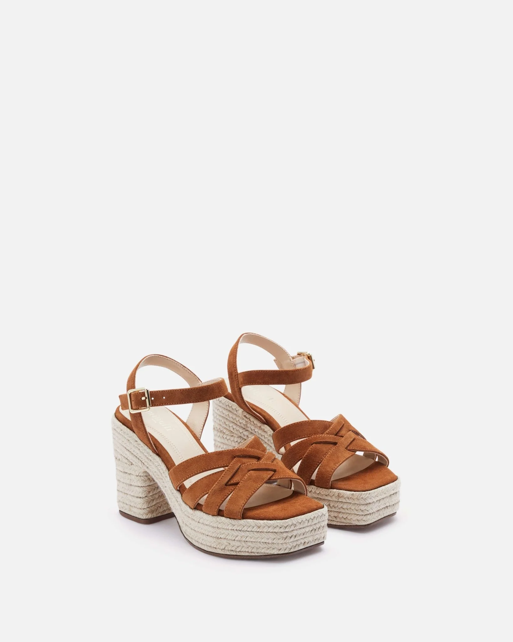 SANDALES JUTIA/VEL COGNAC - Compensées en cuir velours