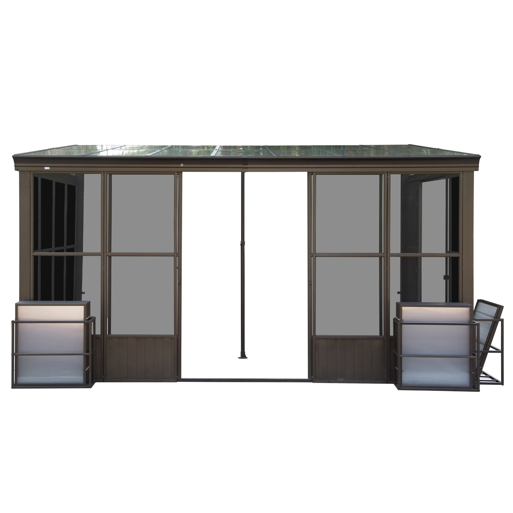 TOTAL Outdoor 10'x12' All-Season Sunroom Gazebo with Steel Roof, PVC Screen, Front & Side Door, Brown - Image 74