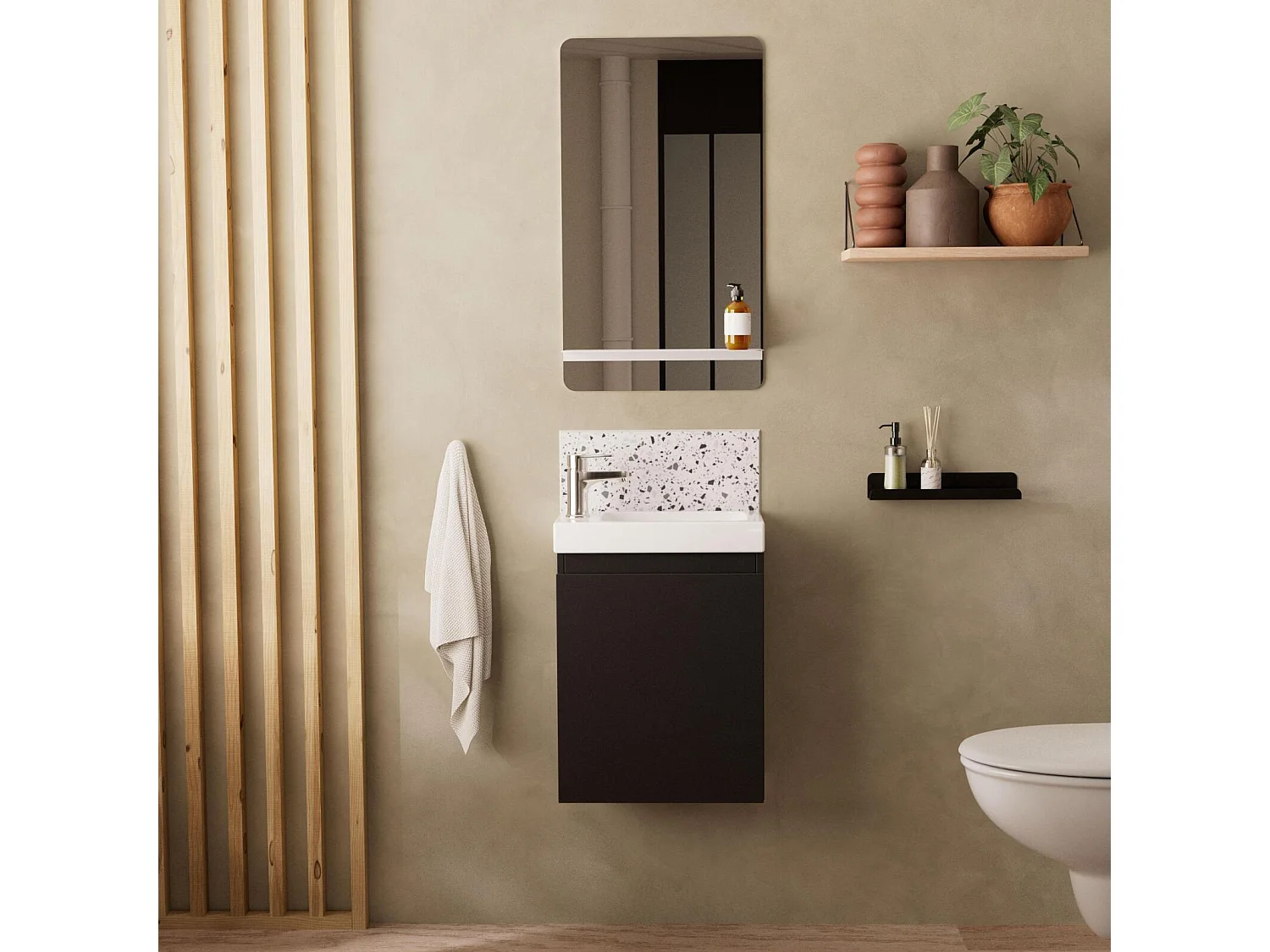 Meuble lave-mains LISA + miroir tablette