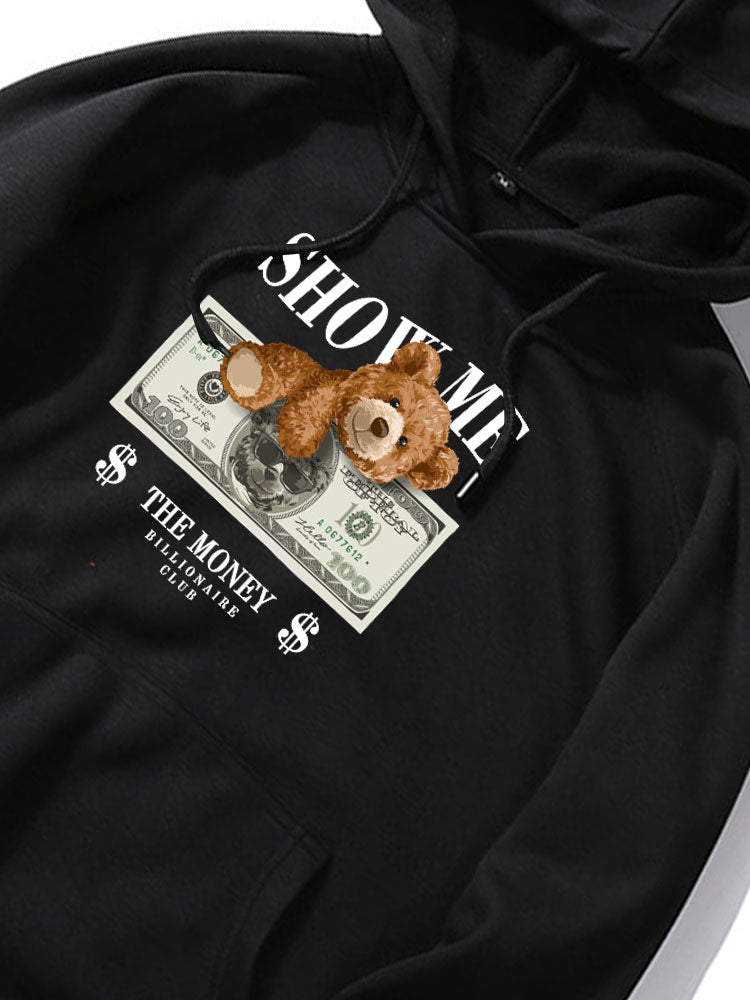 Money Bear Print Hoodie