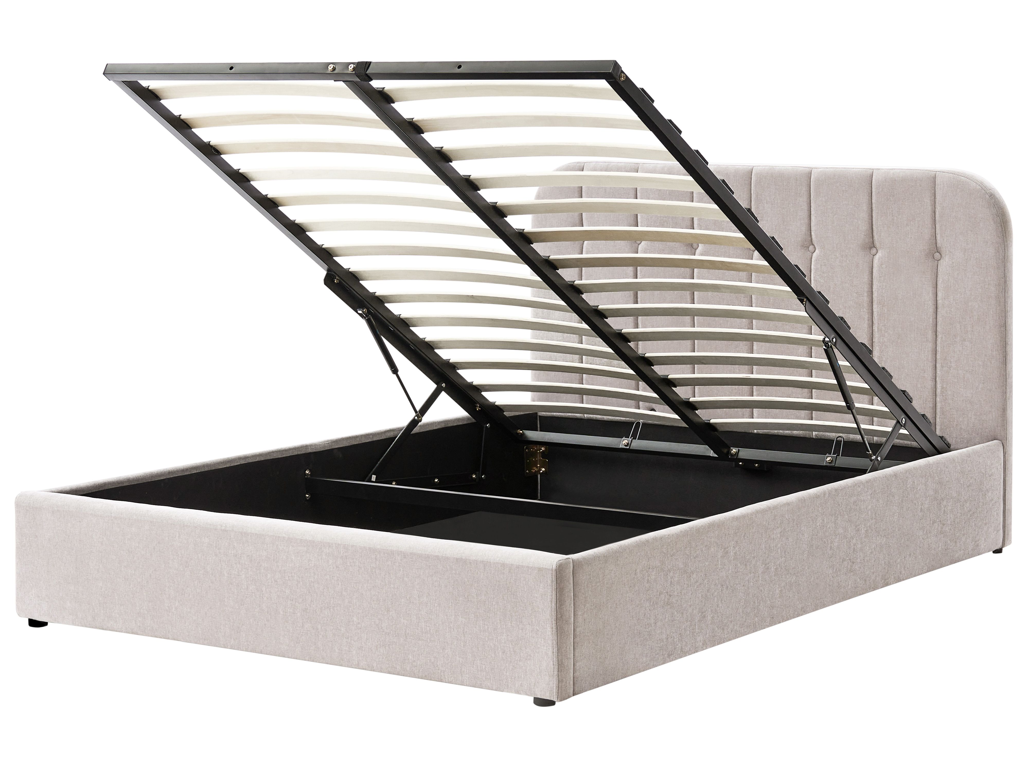 Ottoman Bed Chenille CHALLANS 160 x 200 cm (EU King Size) Taupe