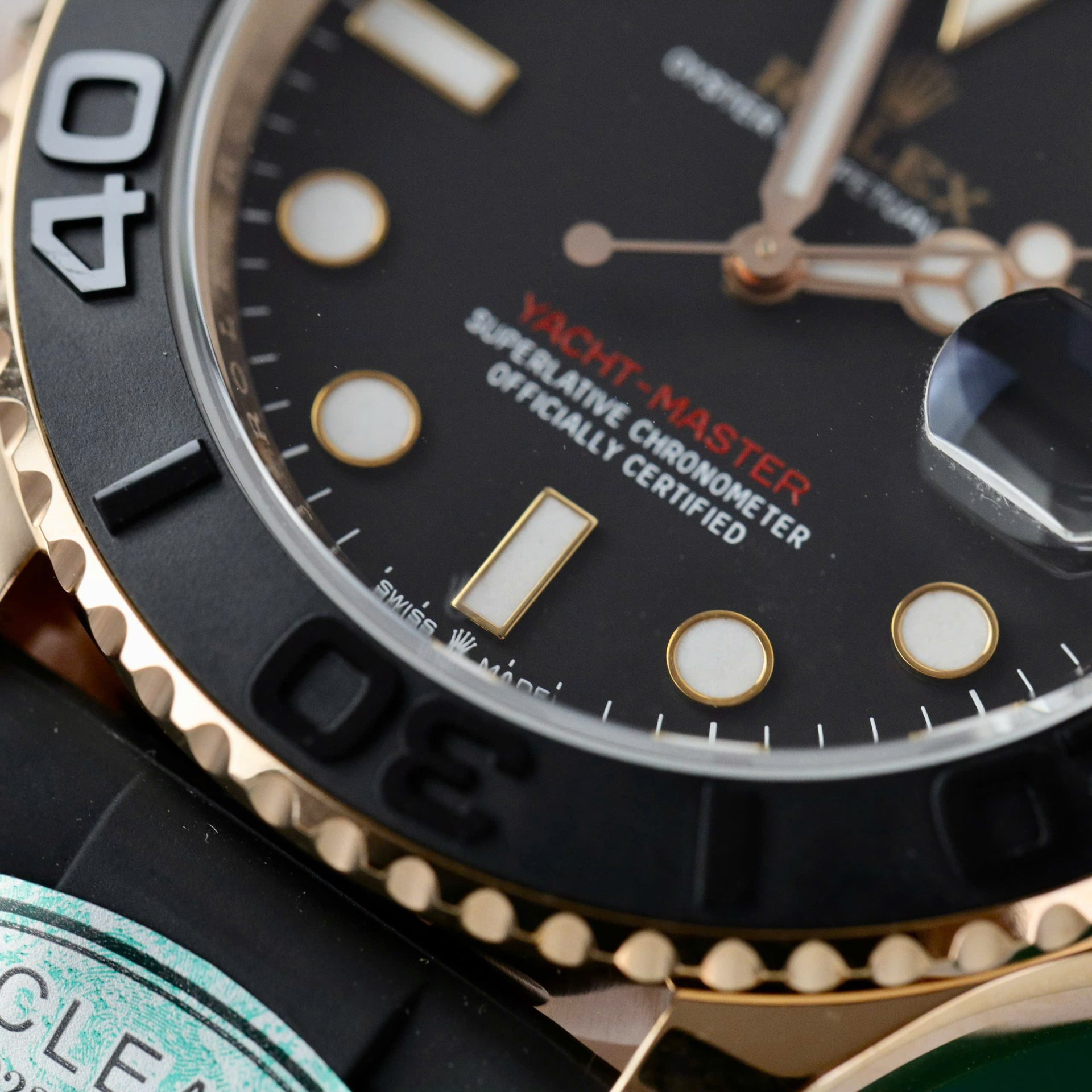Rolex Yacht-Master 18K Rose Gold Case Replica Watch Black Dial 40mm - Elite Watch Atelier