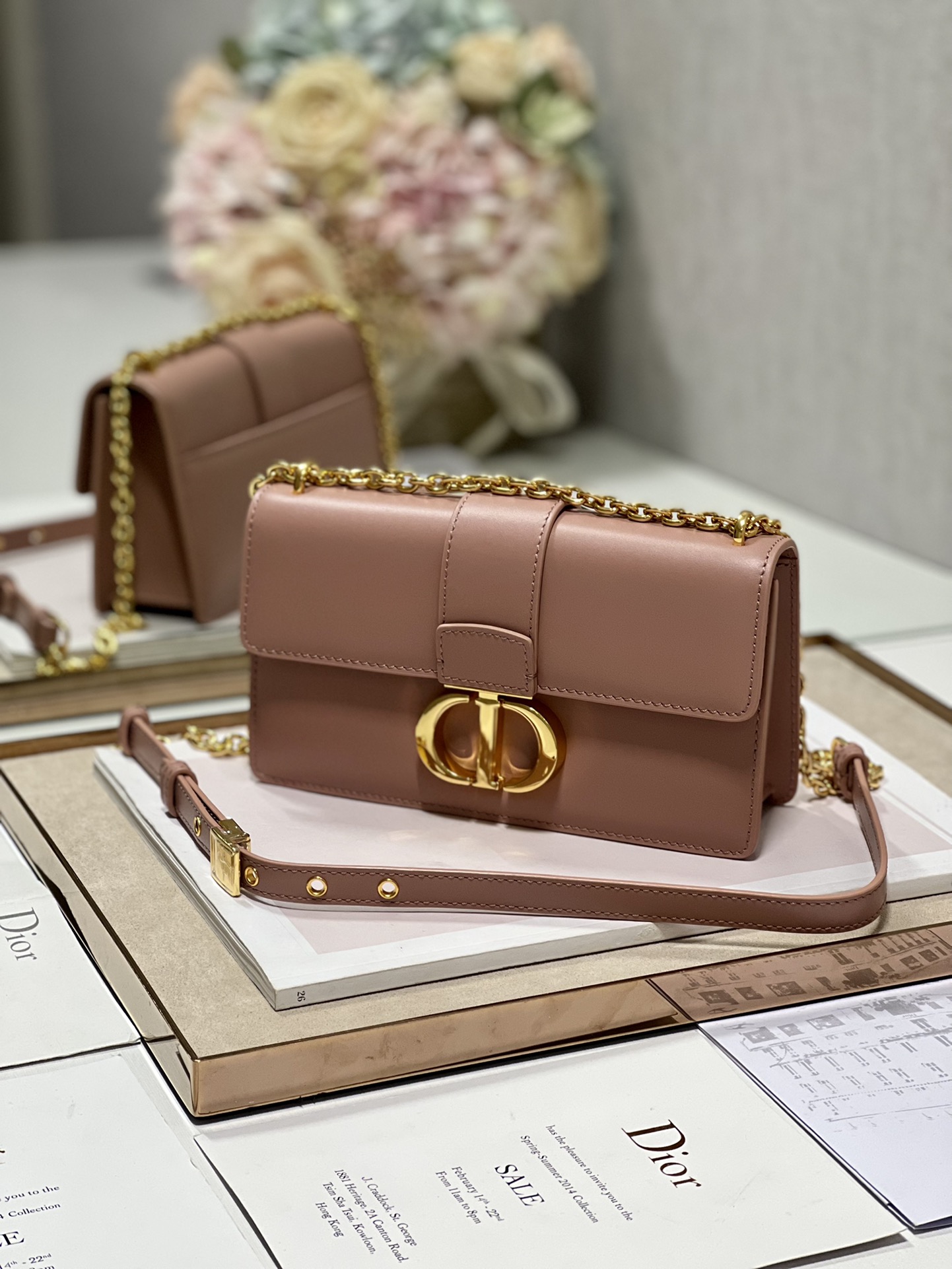 Dior Christian Dior 30 Montaigne East West Bag With Chain Pink For Women 8.5in/21.5cm