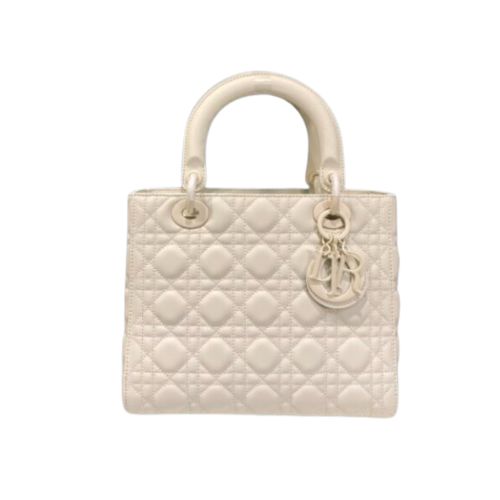 Christian Dior Medium Lady Dior Bag Dark White For Women 9.5in/24cm