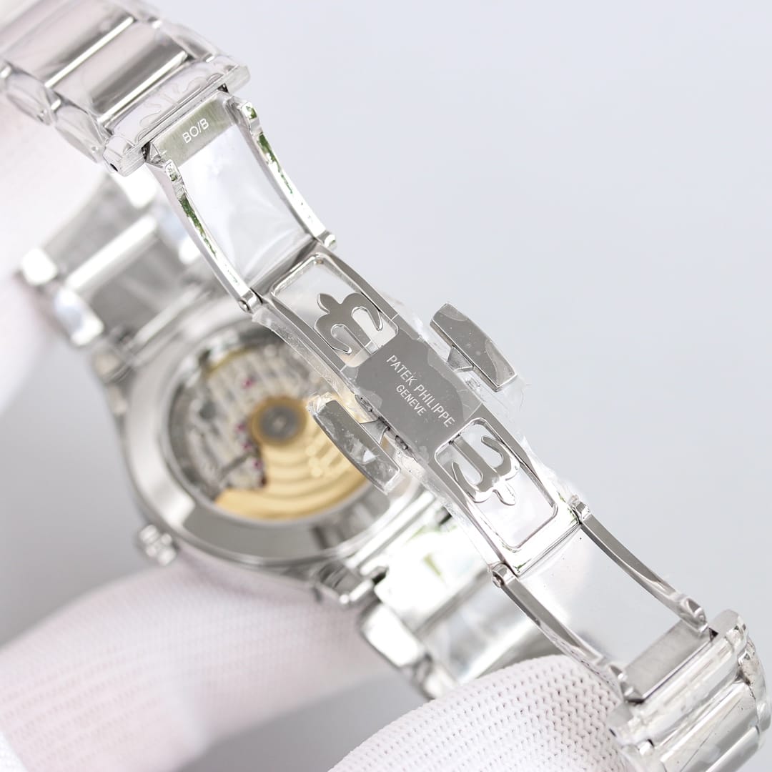 Fake Diamond Watch For Women Patek Philippe Replica Twenty~4 Ladies Stainless Steel Olive Green Dial 7300/1200A-011(1:1 replica) - Top club