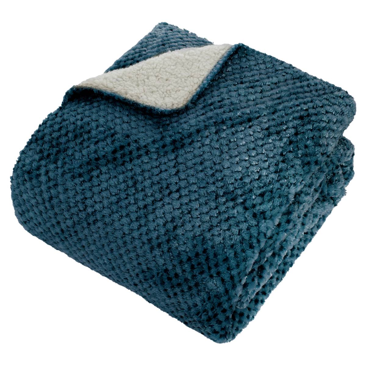 Flannel throw with sherpa effect "Lyno" Blue, 170x130 cm
