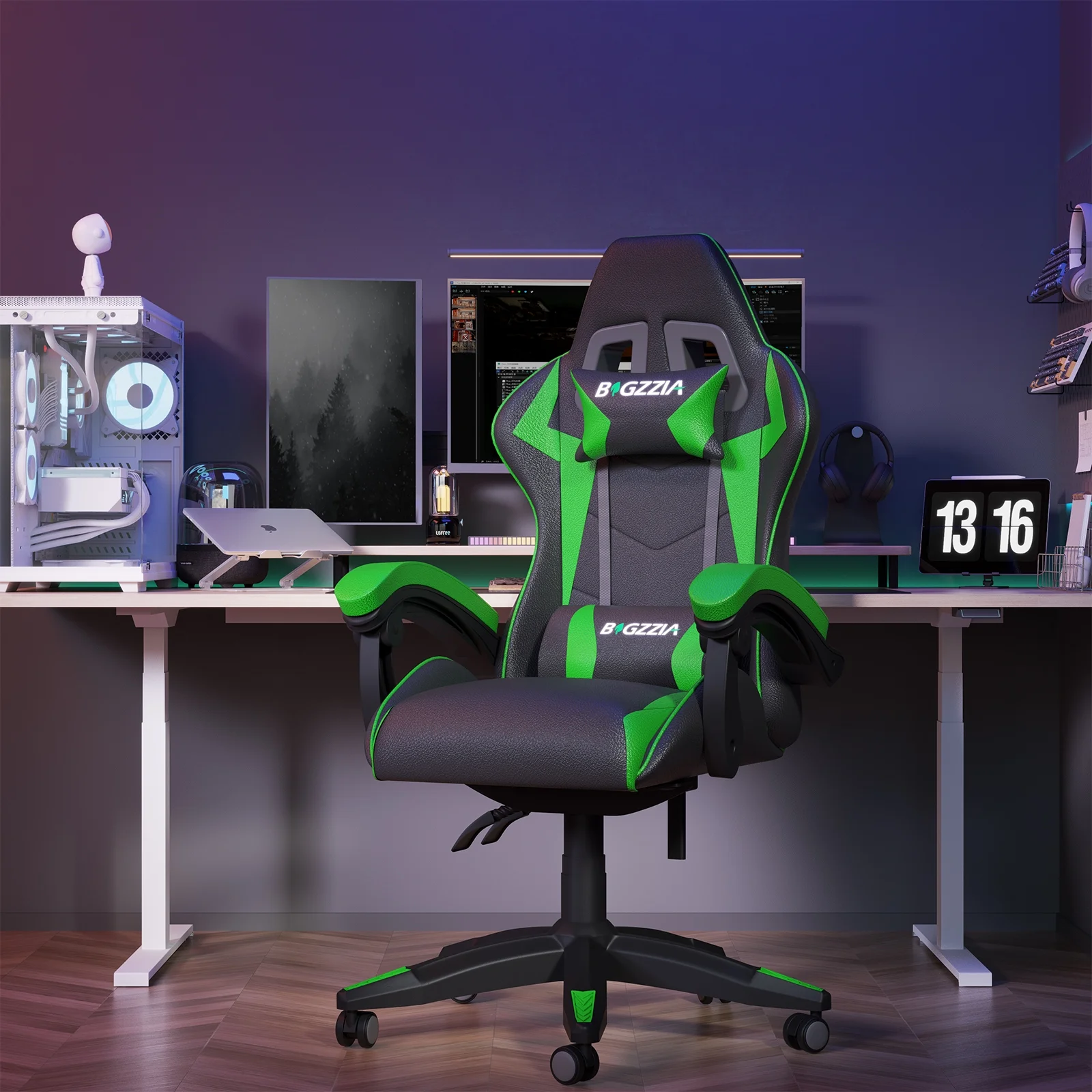 Bigzzia Gaming Chair with Footrest, Gaming Chair for Adult with Headrest and Lumbar Support,Red - Image 68