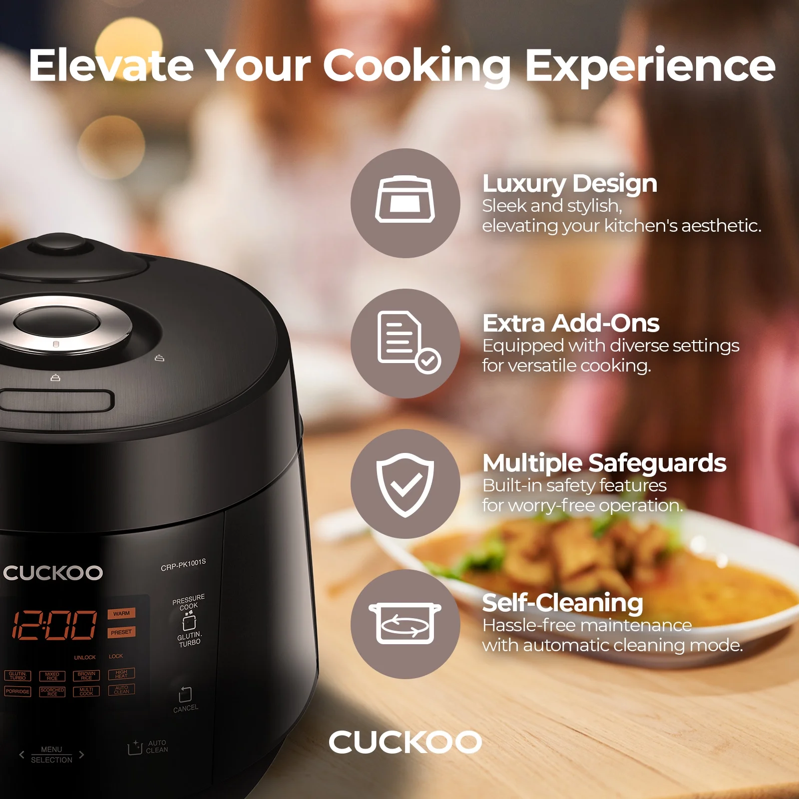 CUCKOO CRP-PK1001S 10-Cup (Uncooked) / 20-Cup (Cooked) Heating Pressure Rice Cooker & Warmer (Black)