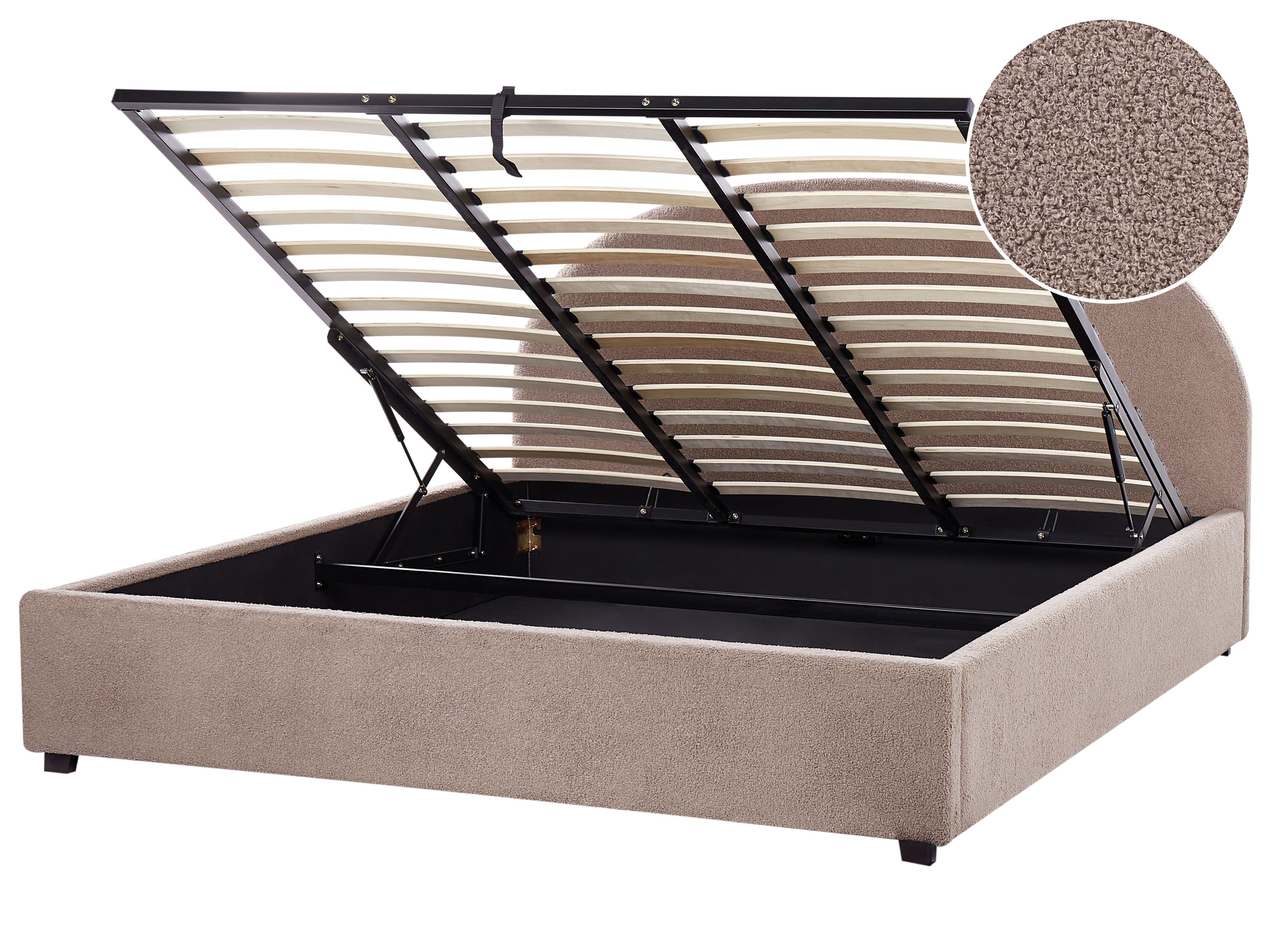 Ottoman Bed Boucle VAUCLUSE 180 x 200 cm (EU Super King) Taupe