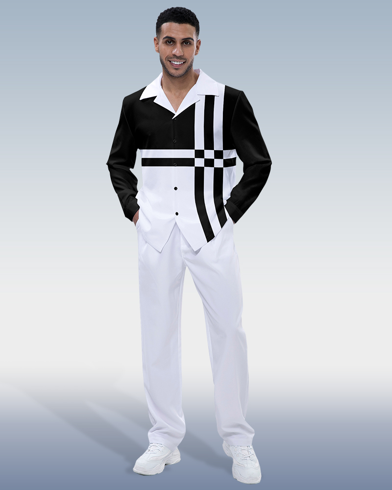 Suitmens Men's Plaid Print Long Sleeve Walking Suit 191