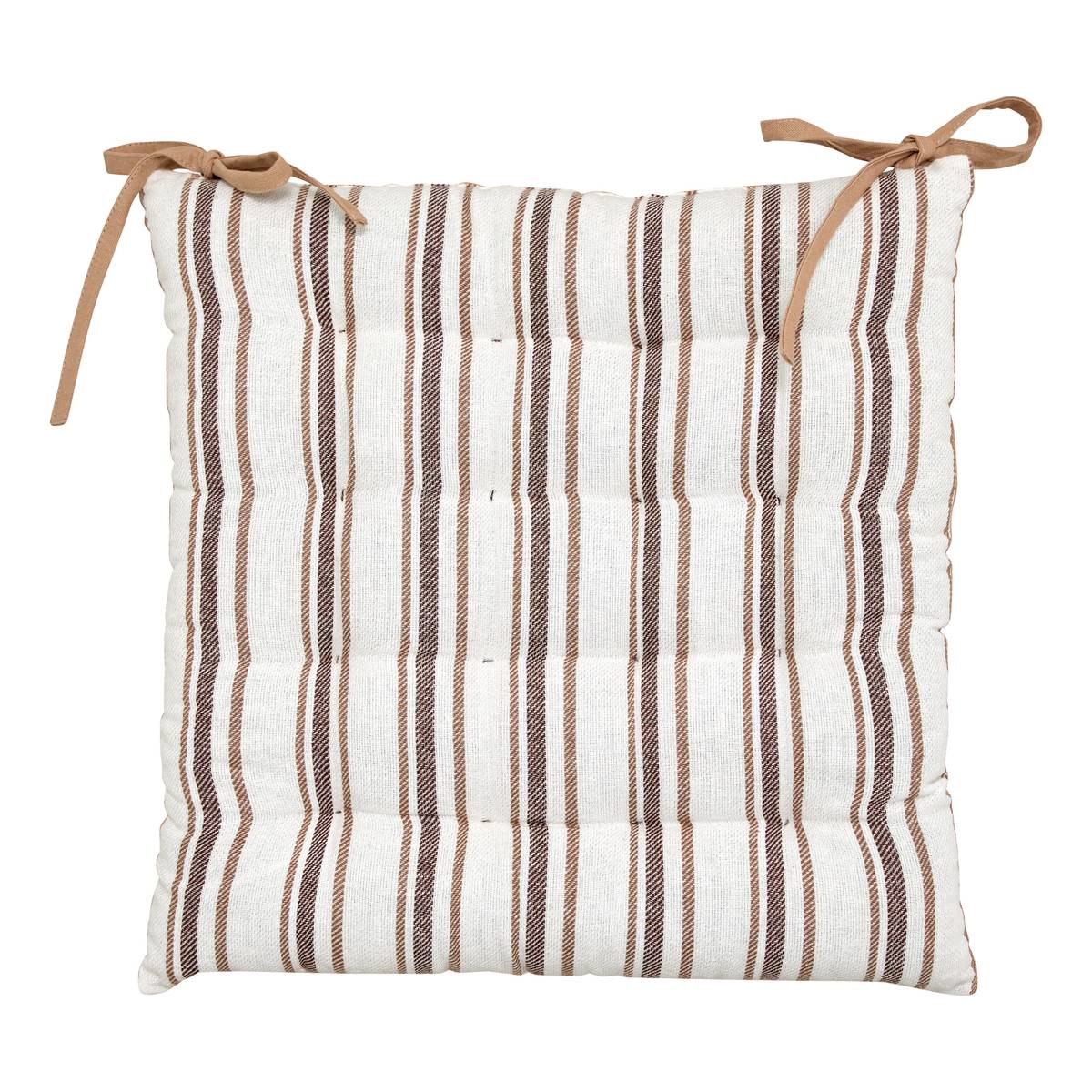 Chair Cushion "Groove" Beige linen, 38x38 cm