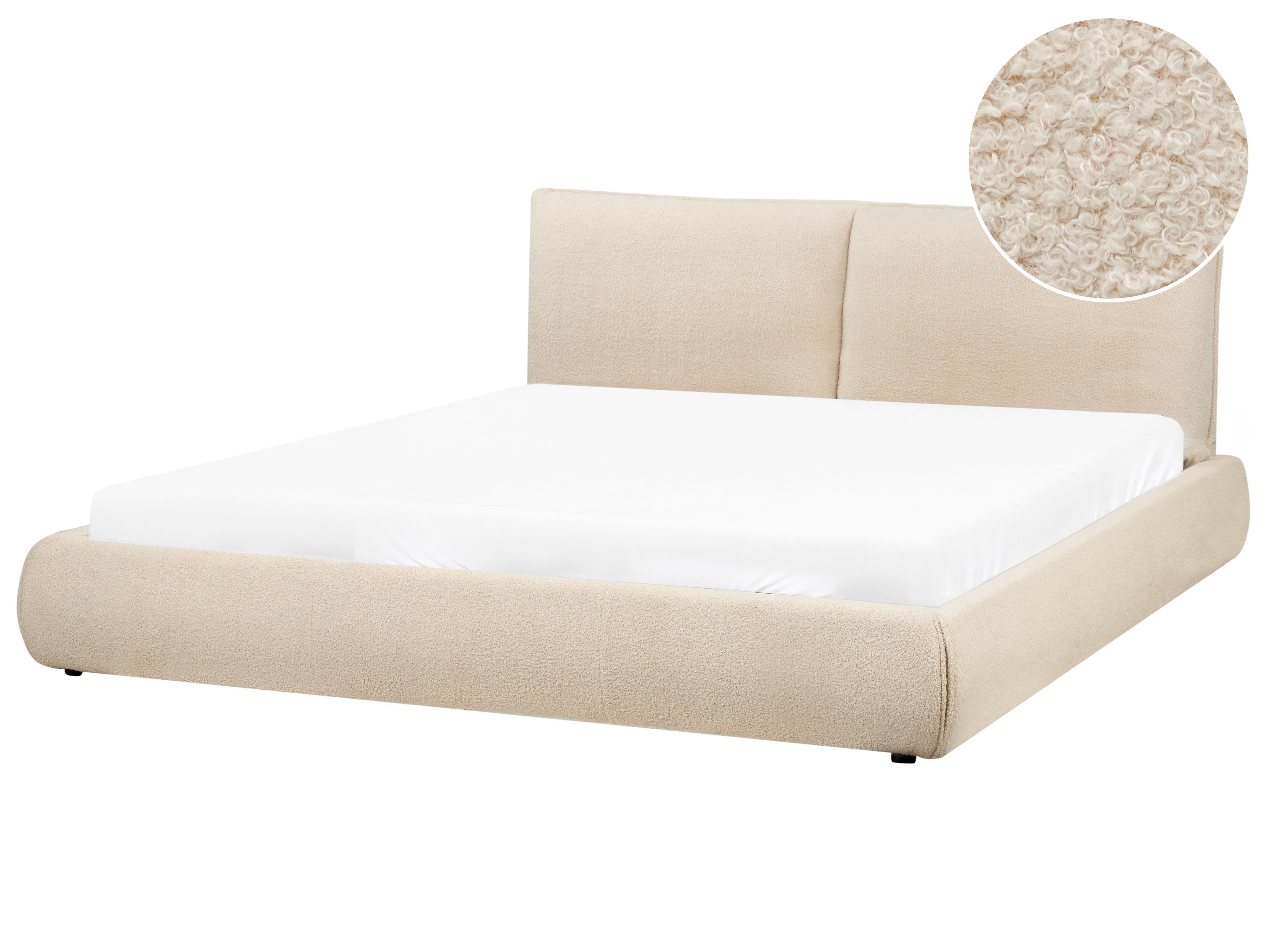 Waterbed Boucle VINAY 180 x 200 cm (EU Super King) Light Beige