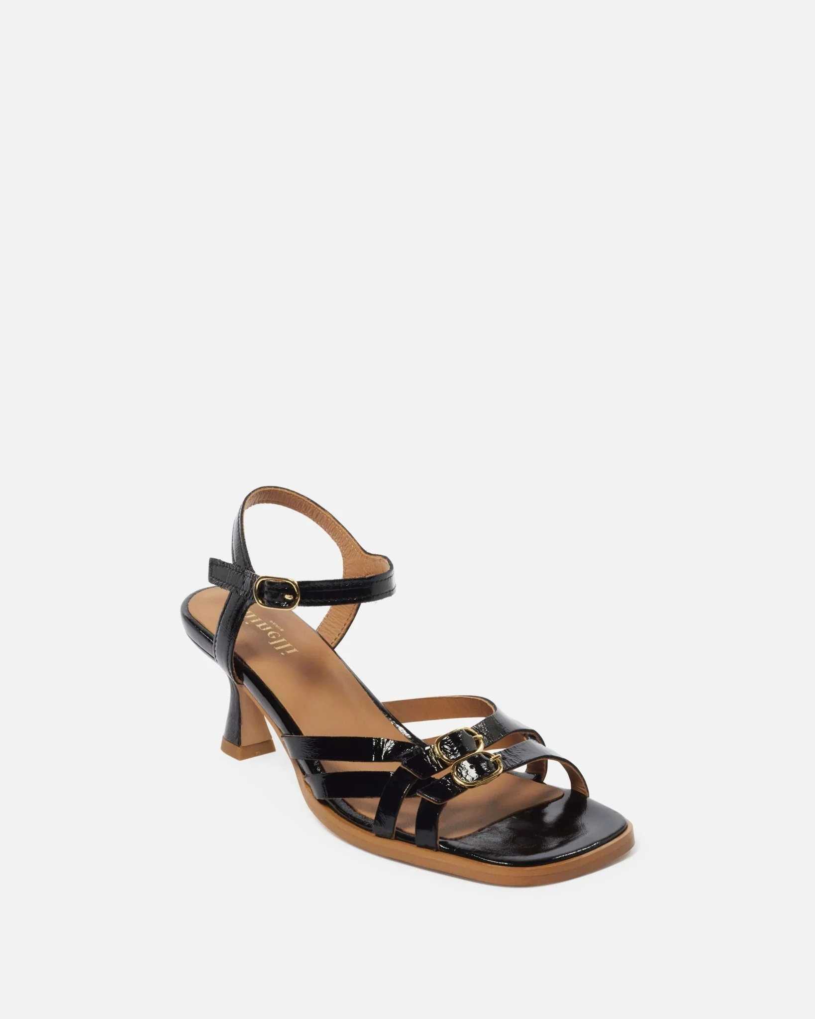 SANDALES MAIKA/CRK - En cuir craquelé à talons noir