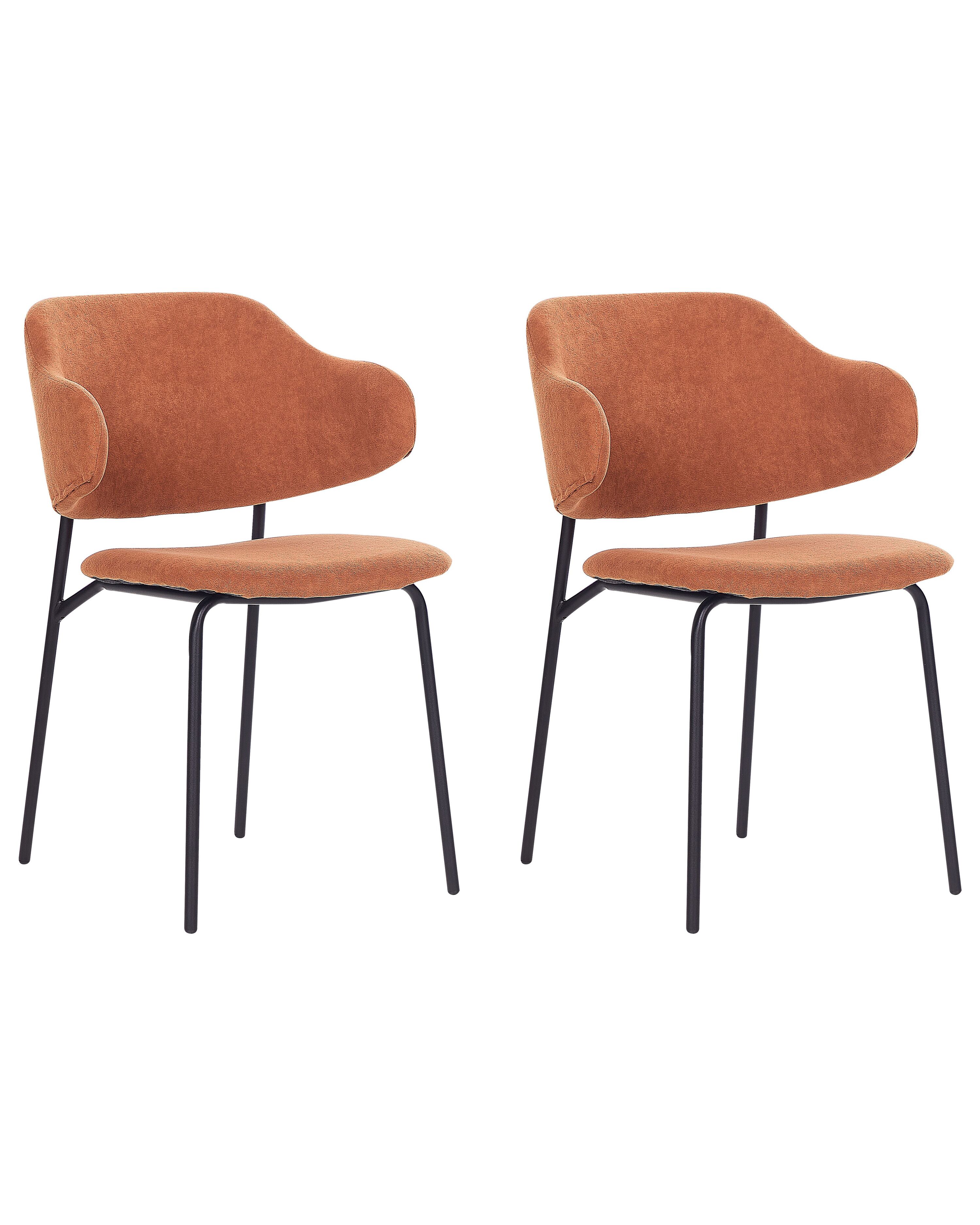 Set of 2 Dining Chairs KENAI Fabric Orange