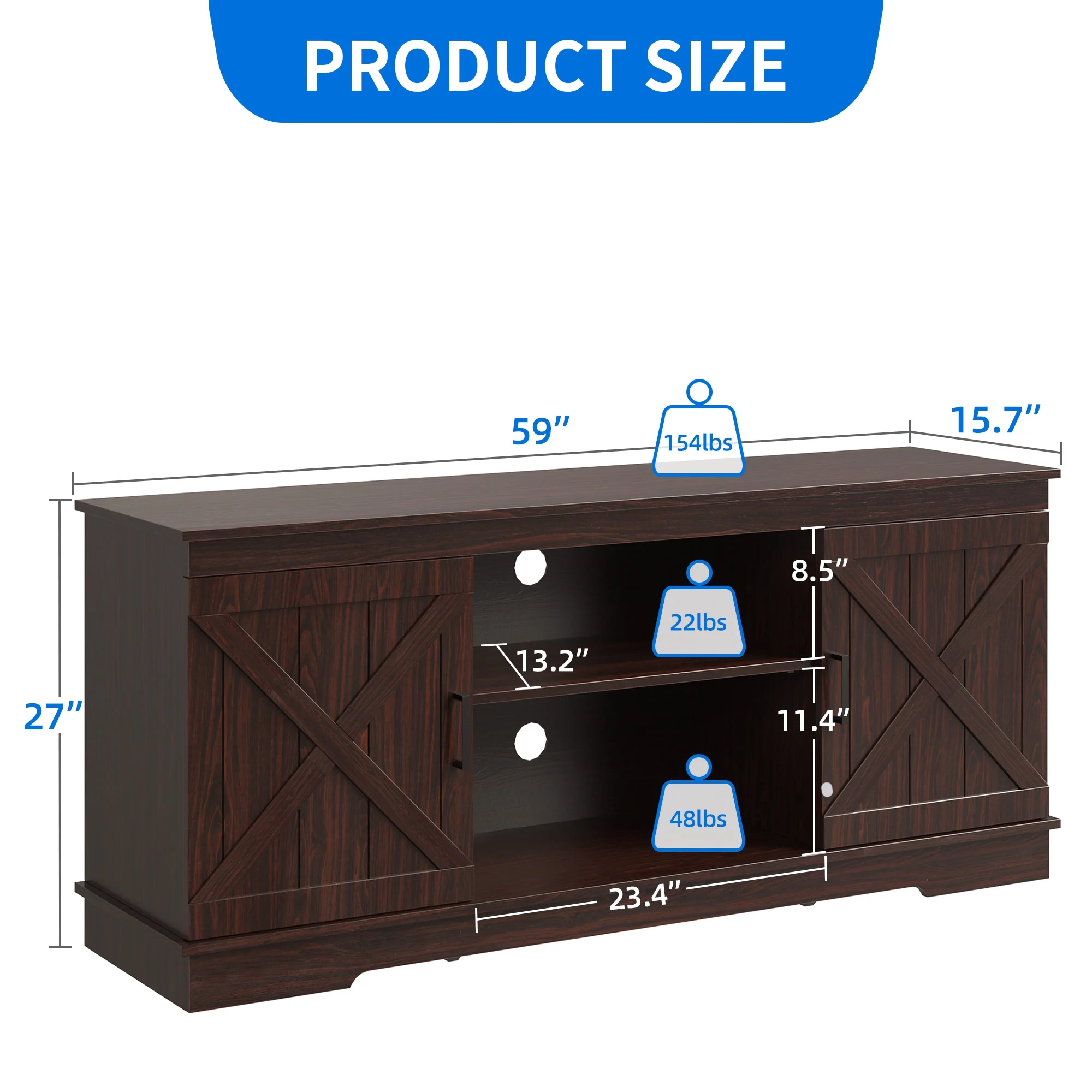 Dextrus Farmhouse TV Stand for 65 inch TV, Entertainment Center for Living Room, TV Media Console Cabinet, Grey Wash - Image 17