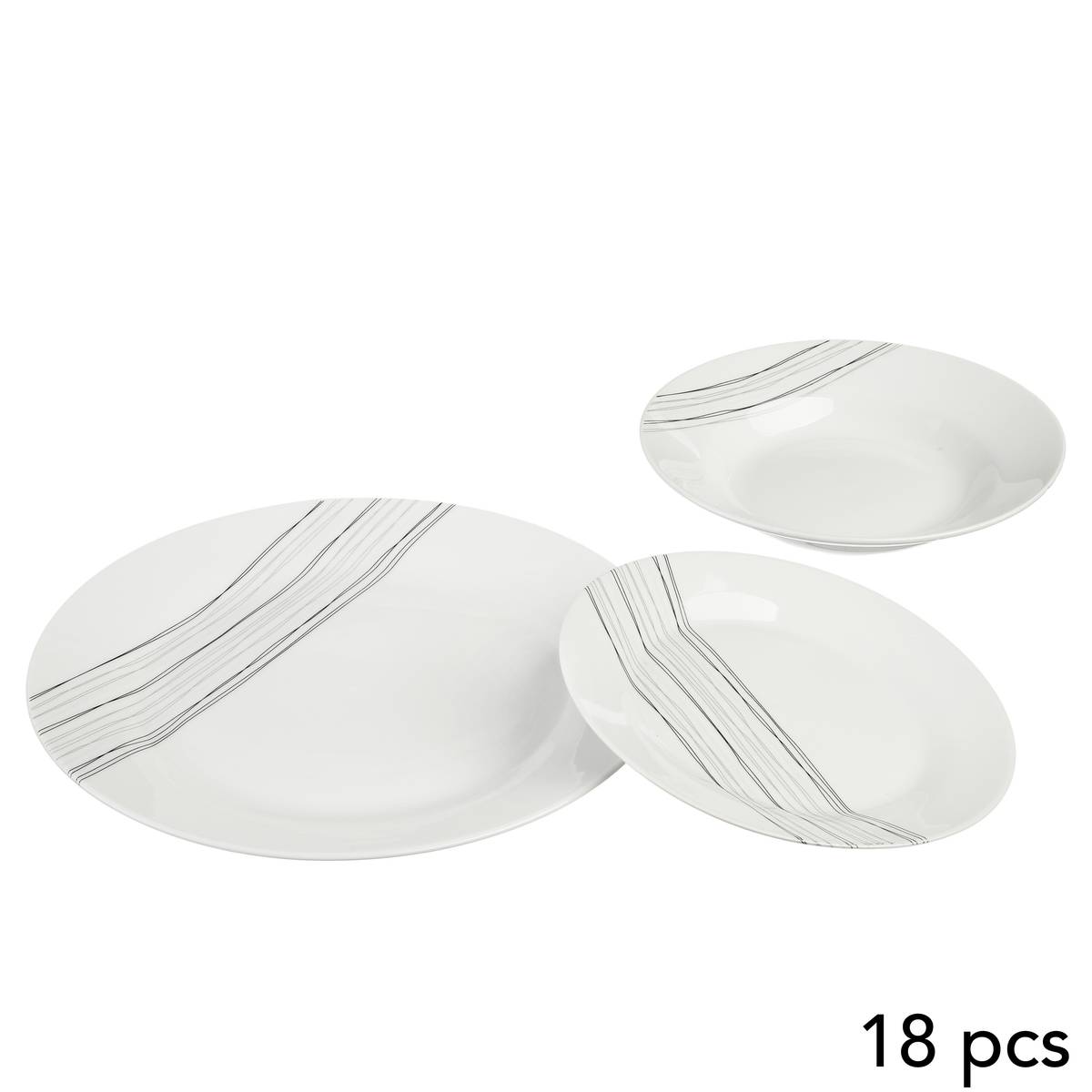 "Lines" Dinner Set 18 pieces, white