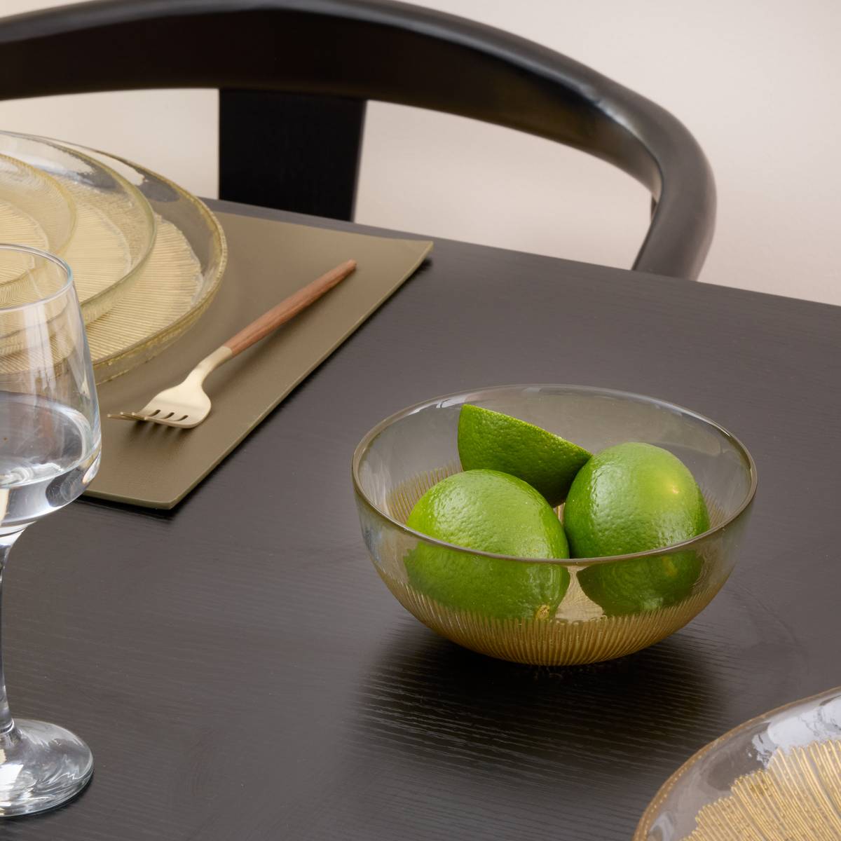 "Celeste" Bowl Glass, D.15 cm, Gold