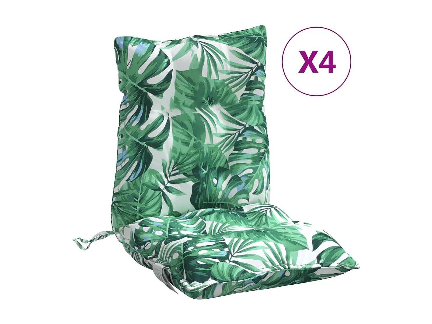 Coussins de chaise à dossier bas lot de 4 modèle de feuille