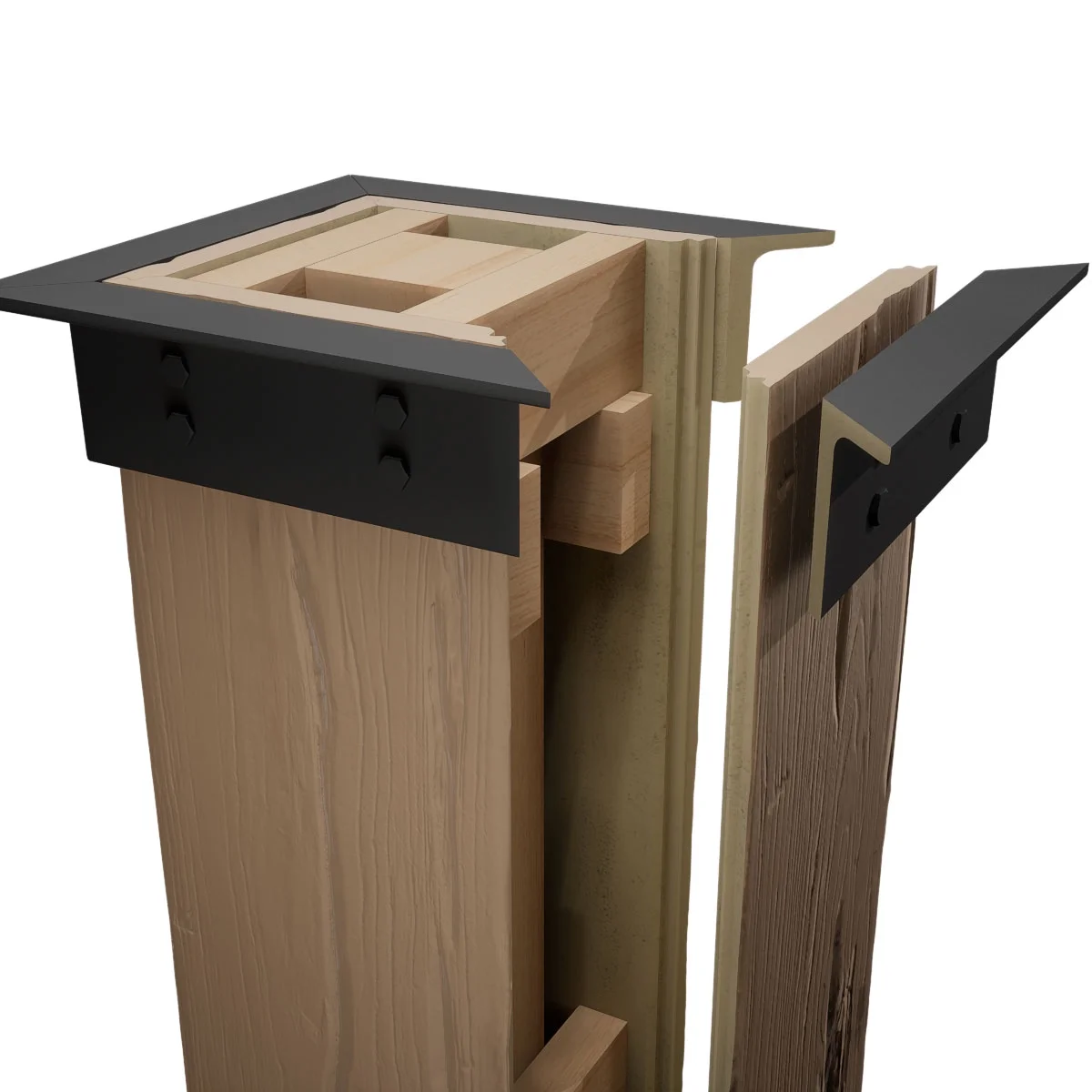 Ekena Millwork 6"W x 5'H Sand Blasted Endurathane Faux Wood Non-Tapered Square Column Wrap with Faux Iron Capital & Base - Image 28