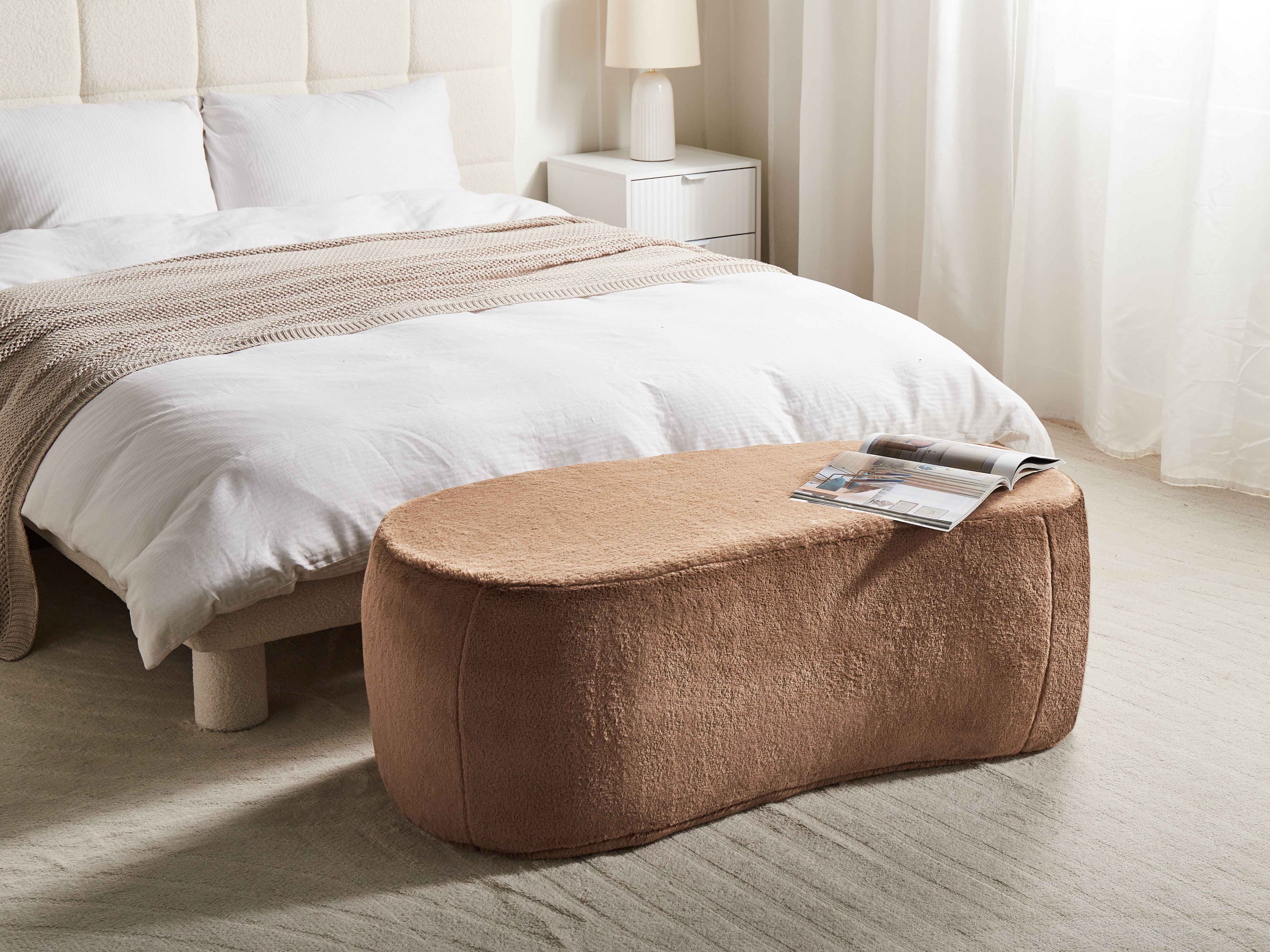 Pouffe BAYARD Faux Fur Light Brown
