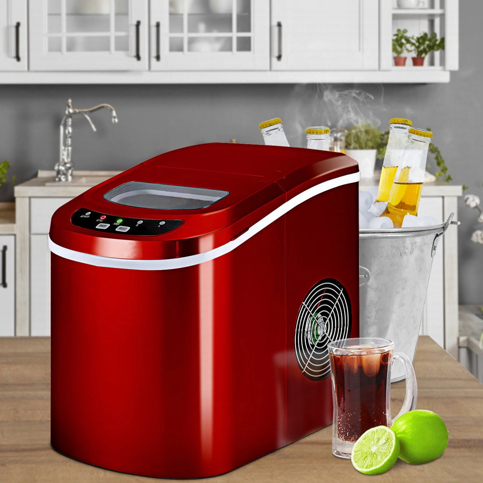 Costway Silver Portable Compact Electric Ice Maker Machine Mini Cube 26lb/Day - Image 14
